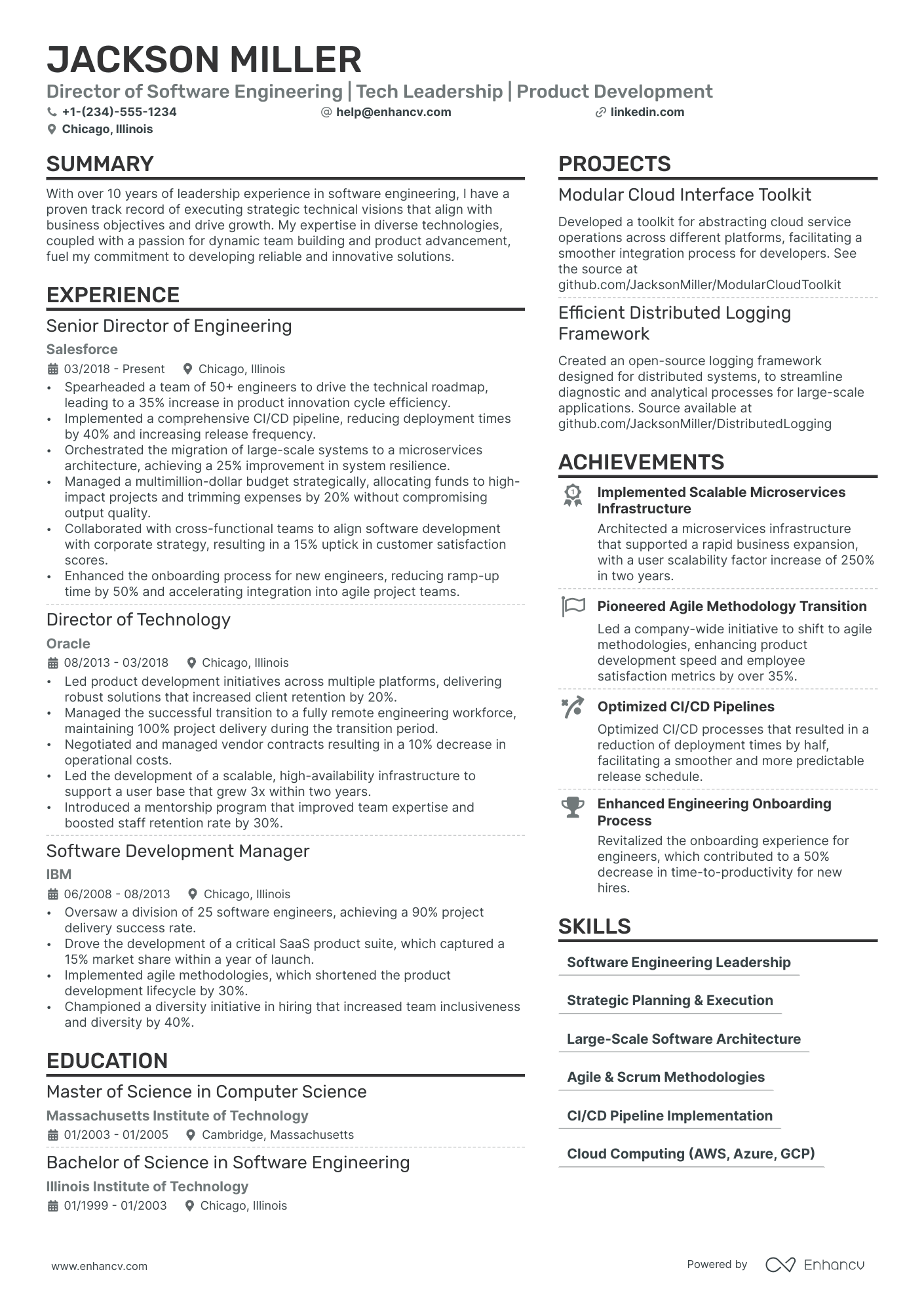 Director of Software Engineering resume example