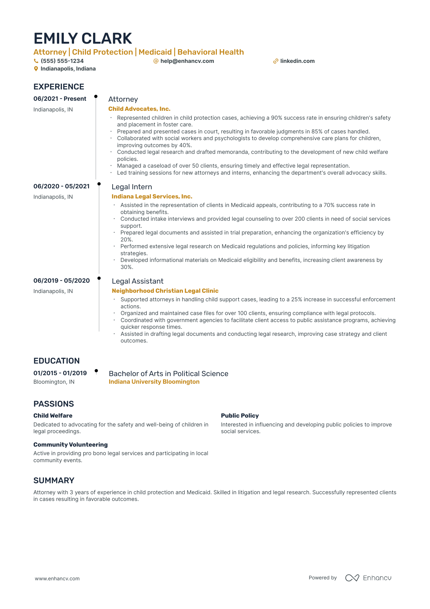 Attorney resume example