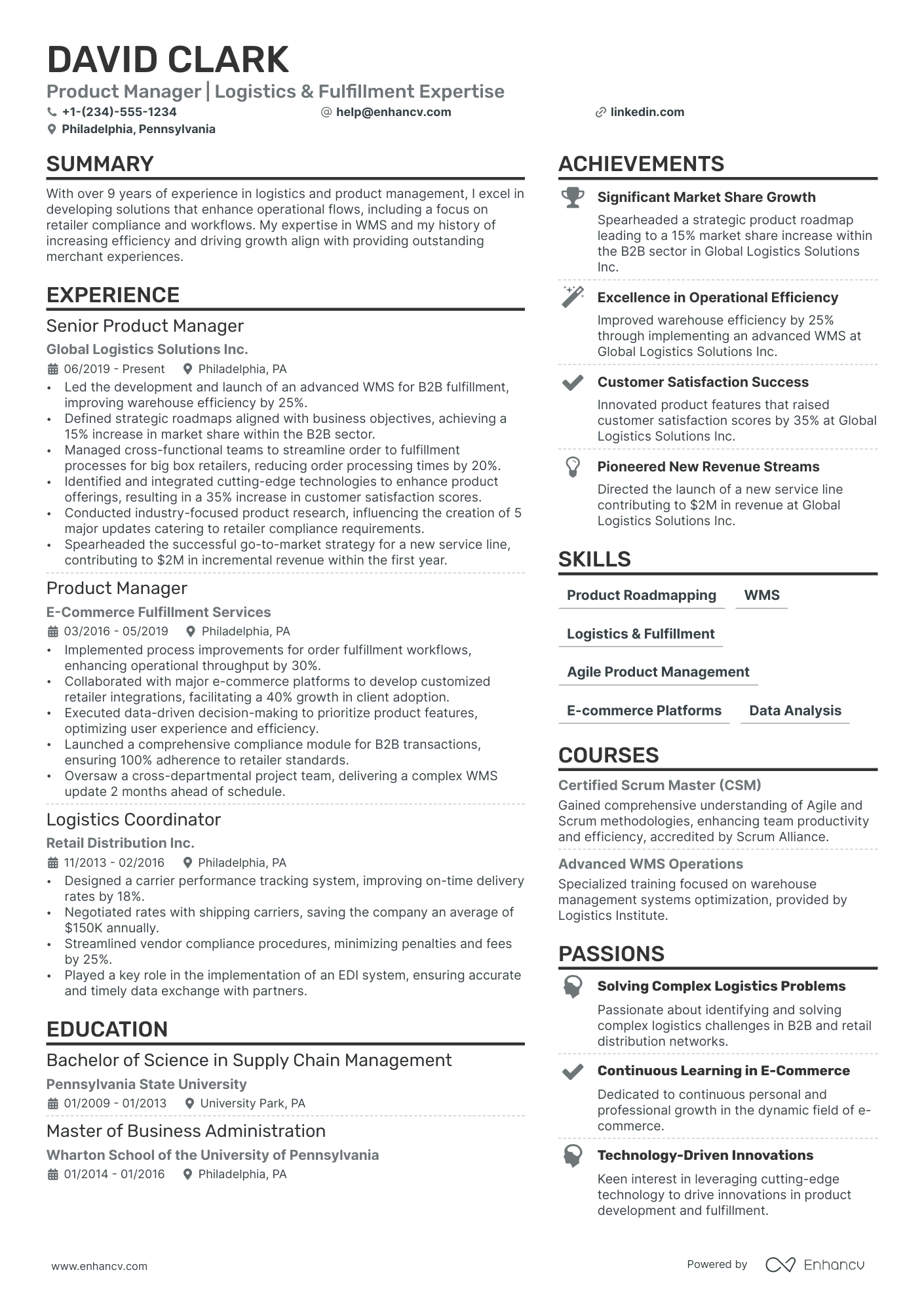B2B Product Manager resume example