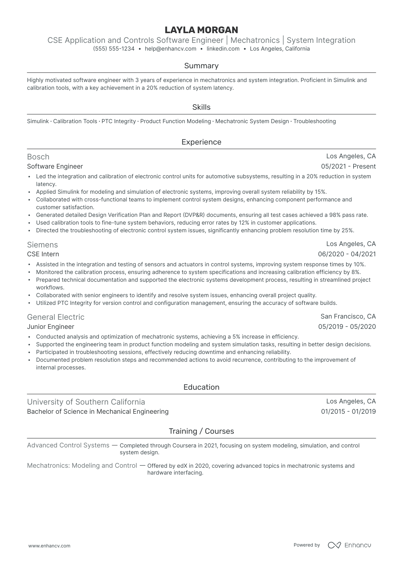 Software Engineer resume example