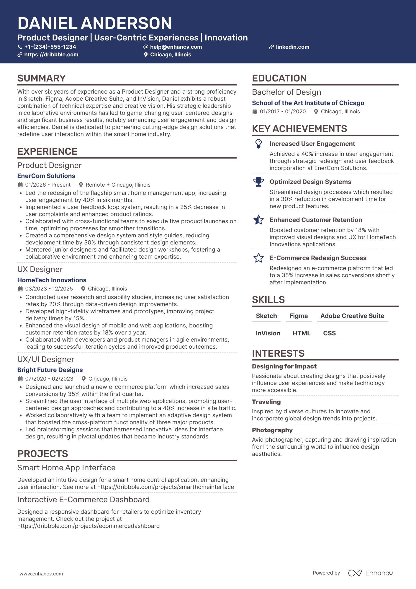 Product Designer resume example