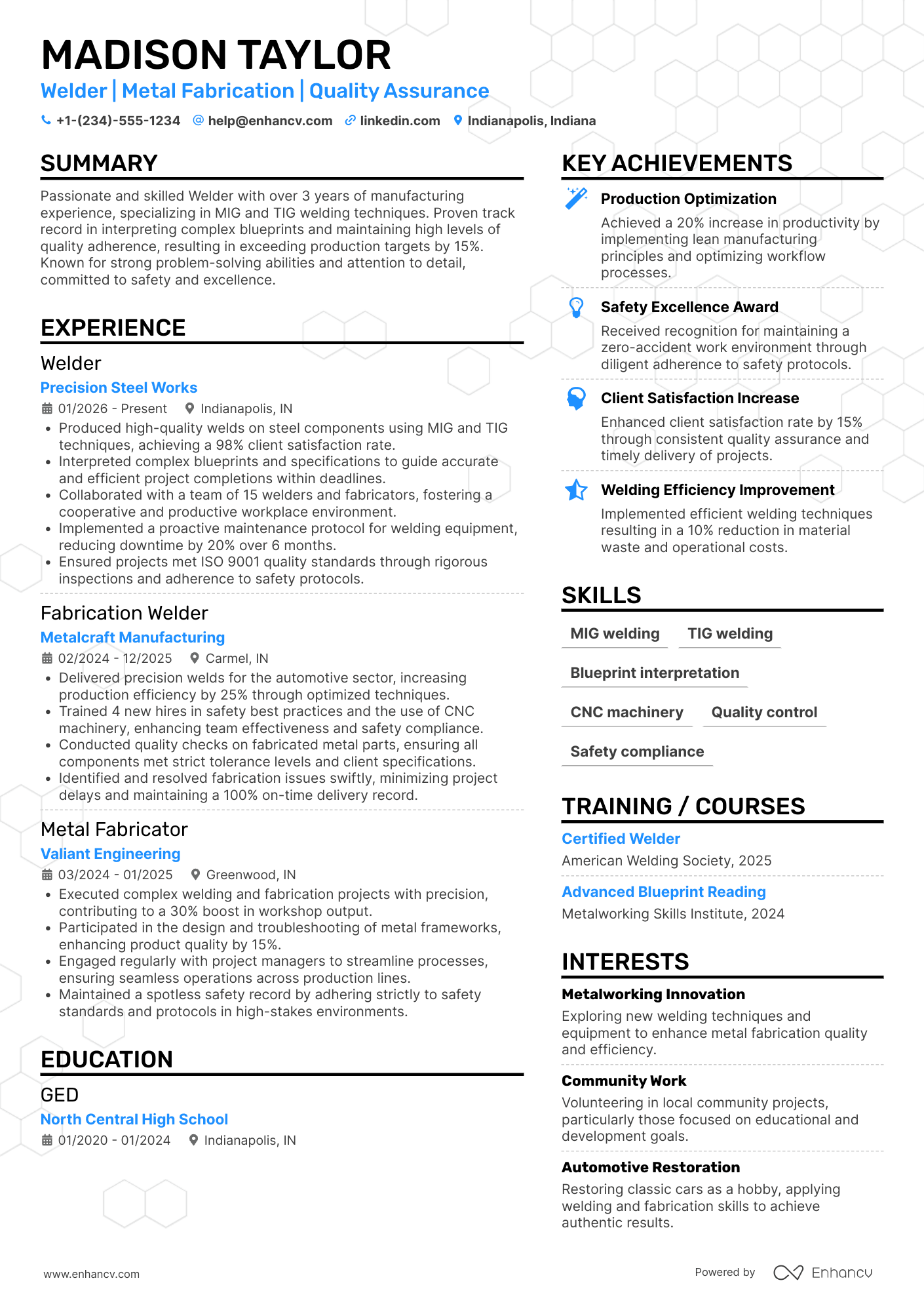 Welder resume example