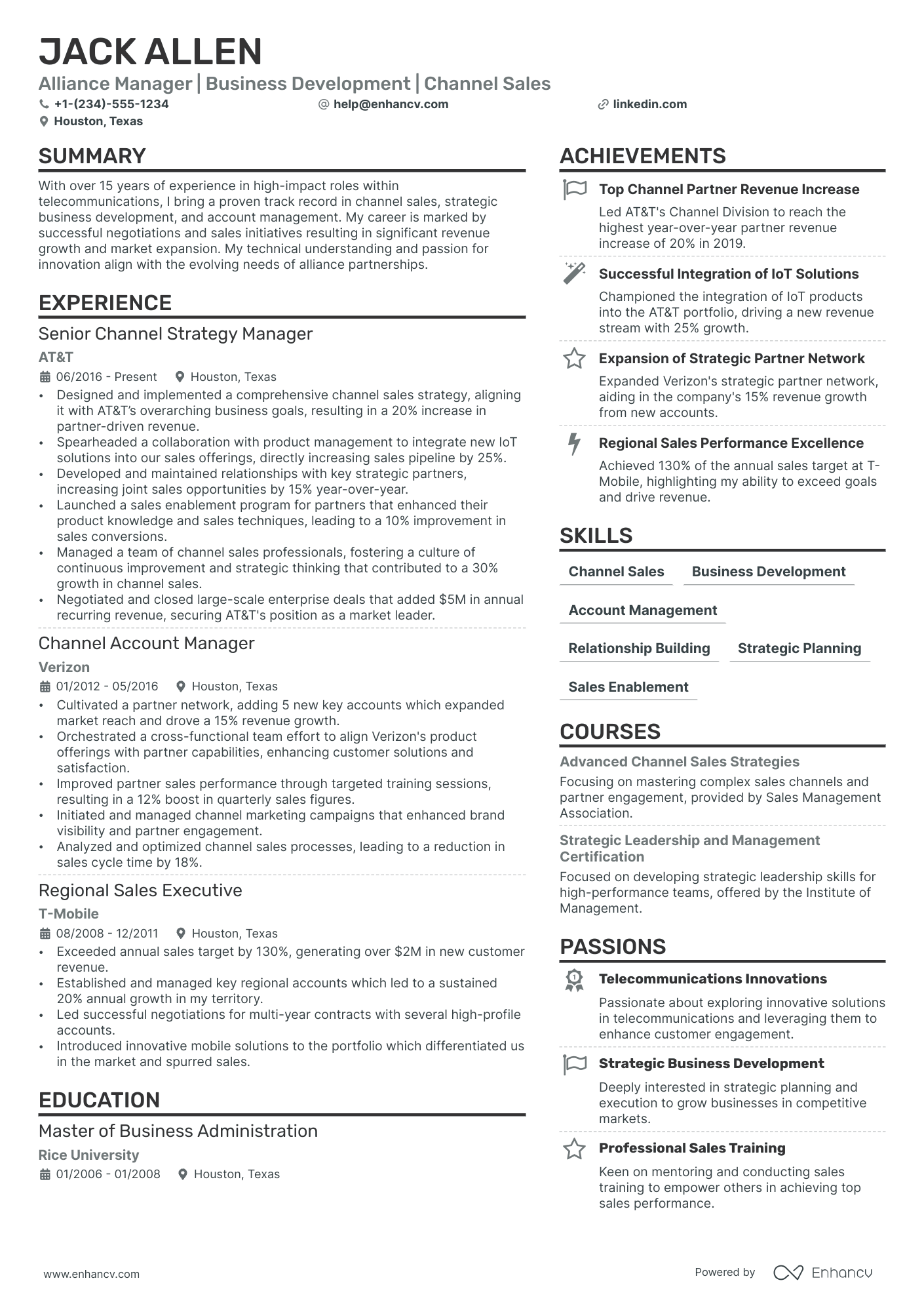 Alliance Manager resume example