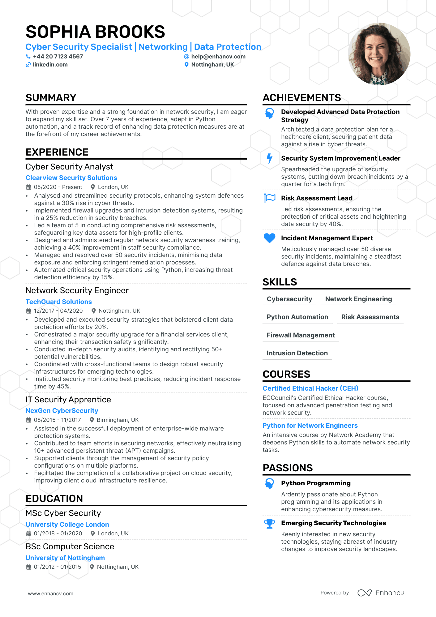 Cyber Security cv example