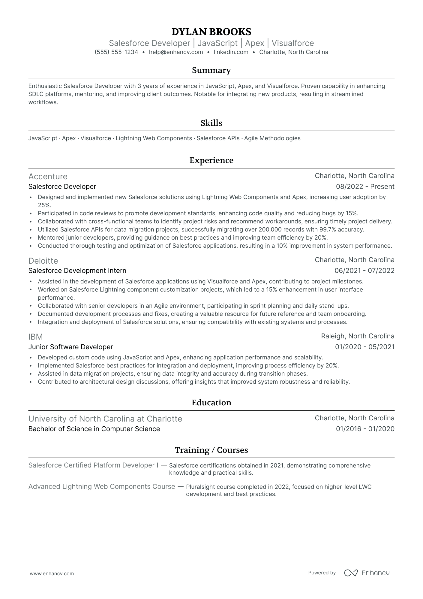 Salesforce Developer resume example