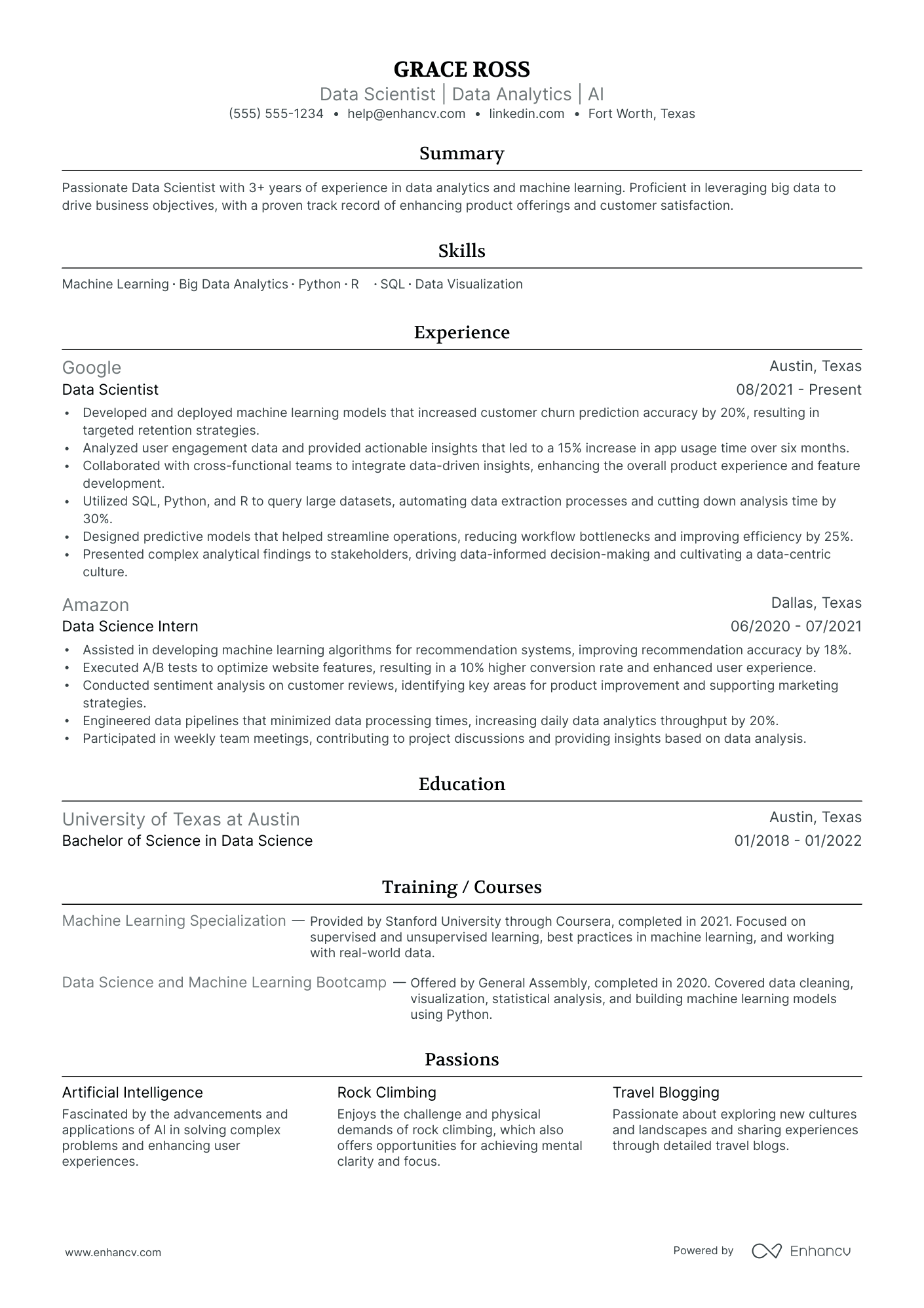 Big Data Scientist resume example