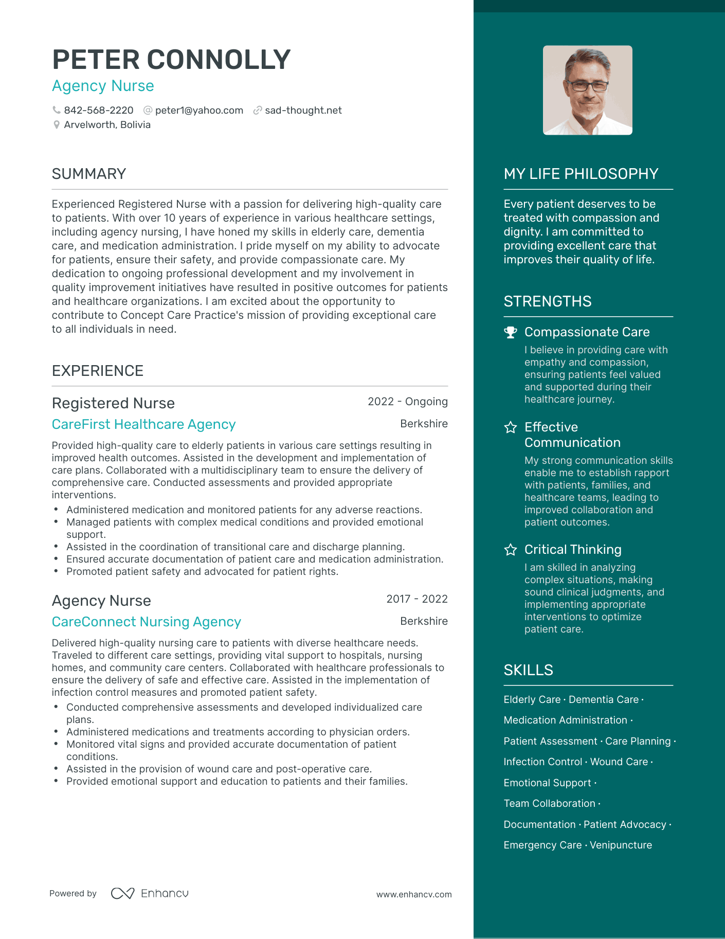 Agency Nurse resume example