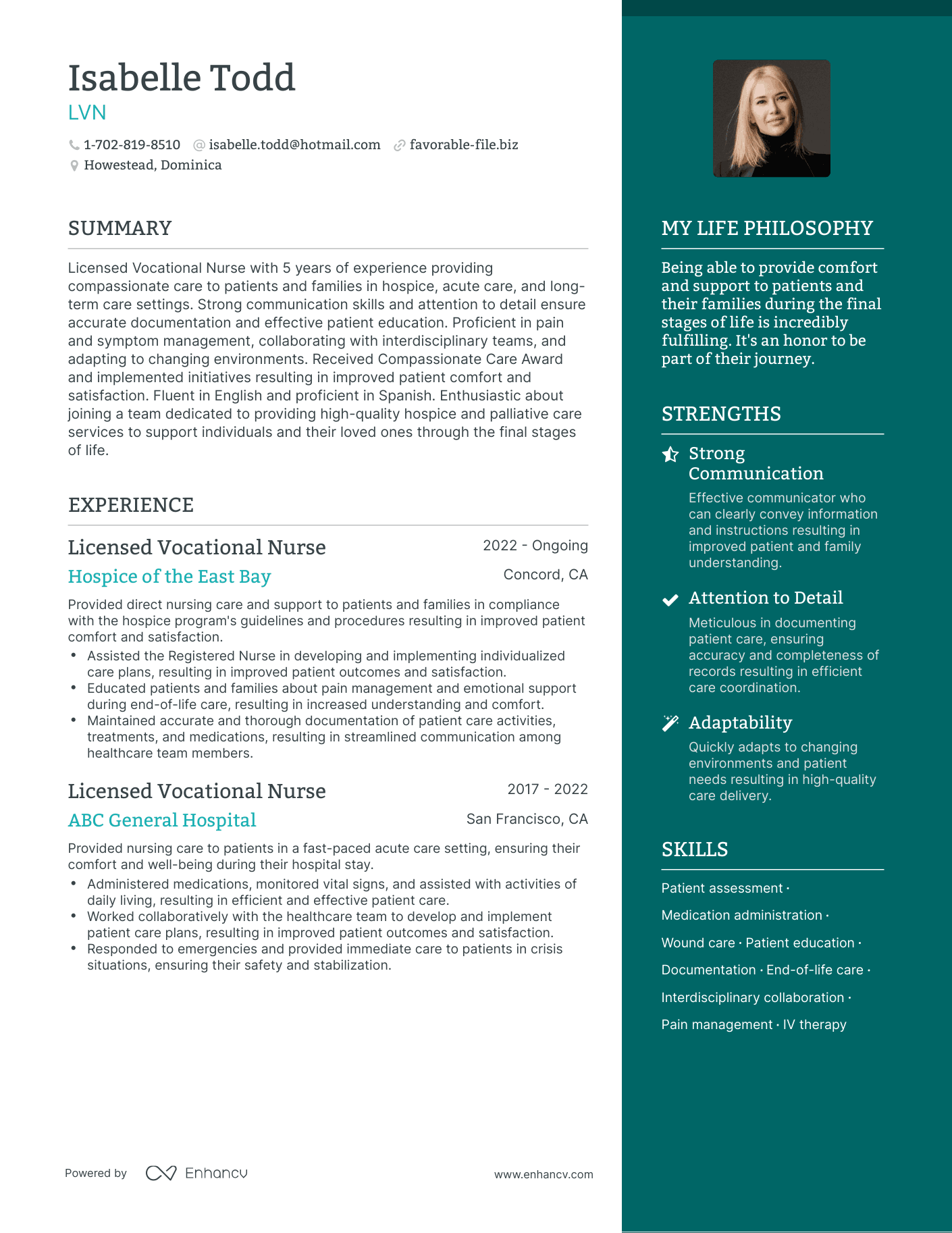 LVN resume example