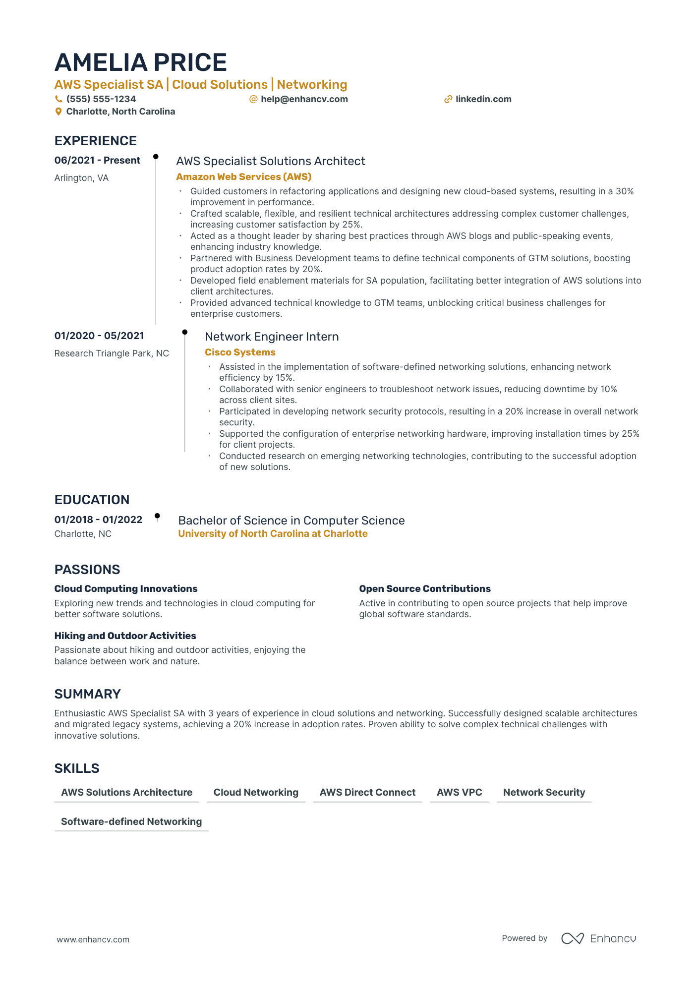 AWS Network Specialist Resume Example Resume Example