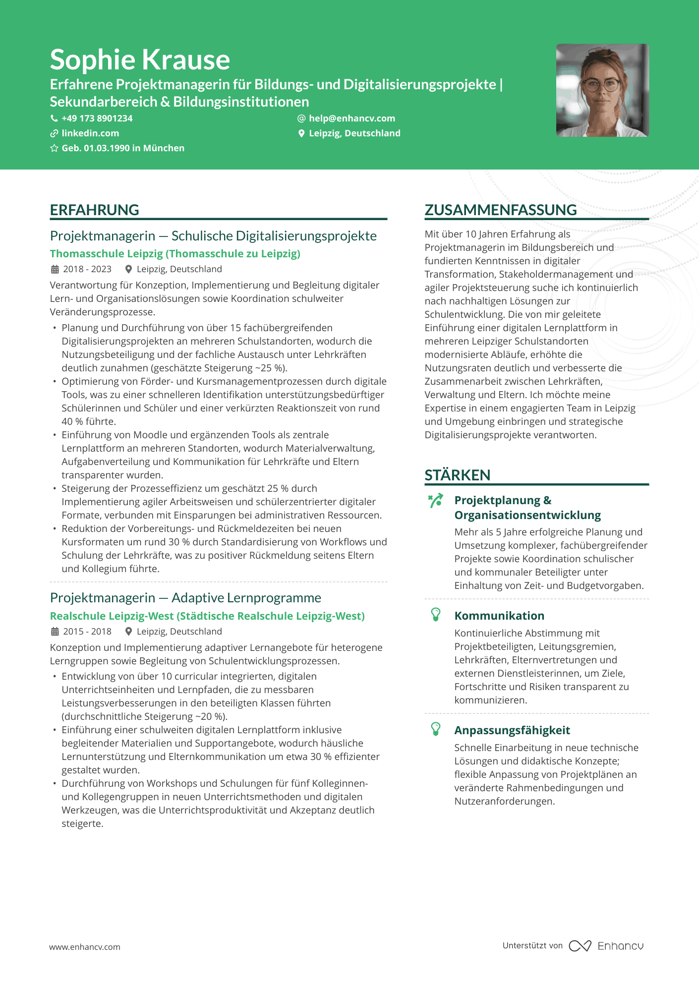 Kreativ — Kostenlose Lebenslaufvorlagen