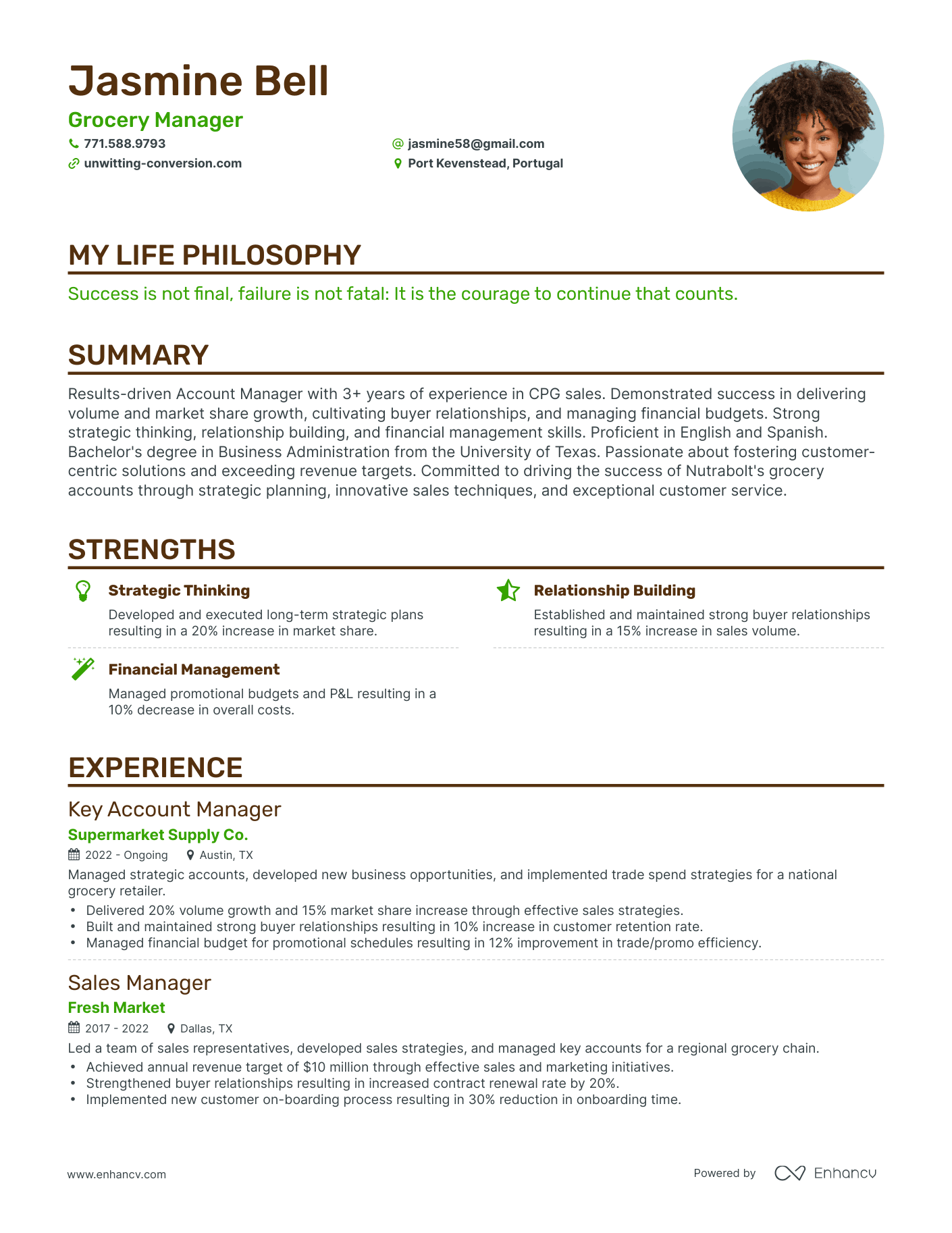 Creative Grocery Manager Resume Example