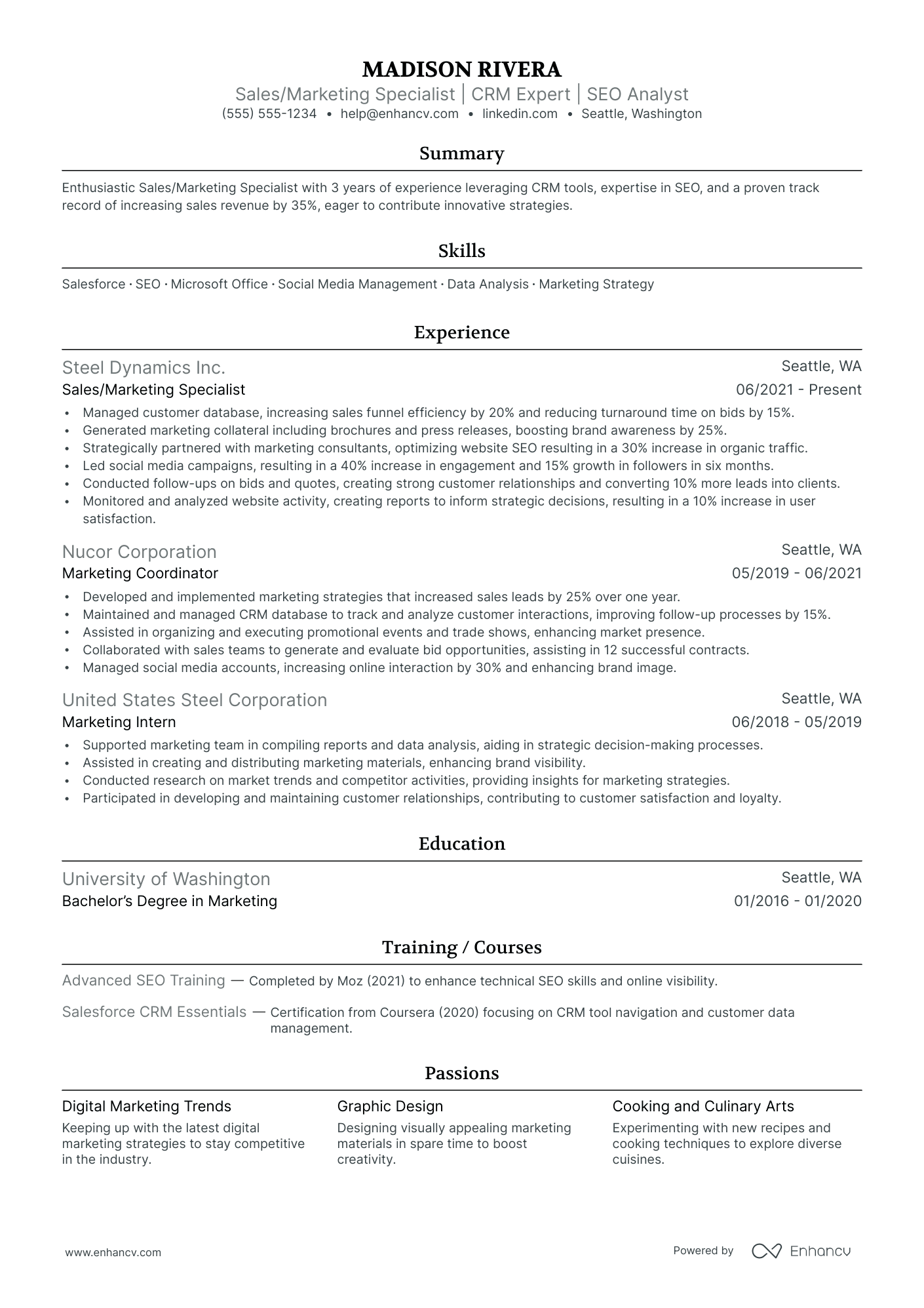 SEO Sales Specialist resume example