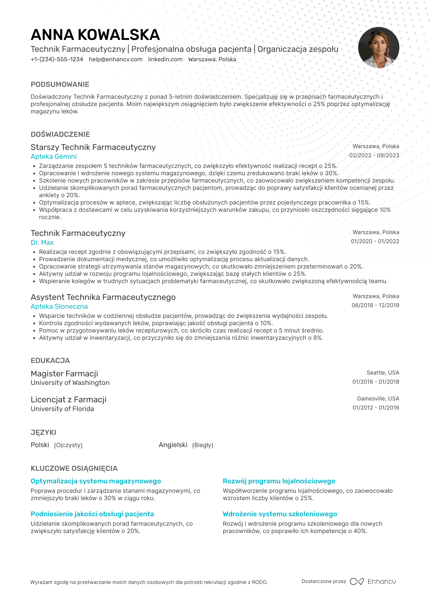 Technik Farmaceutyczny CV