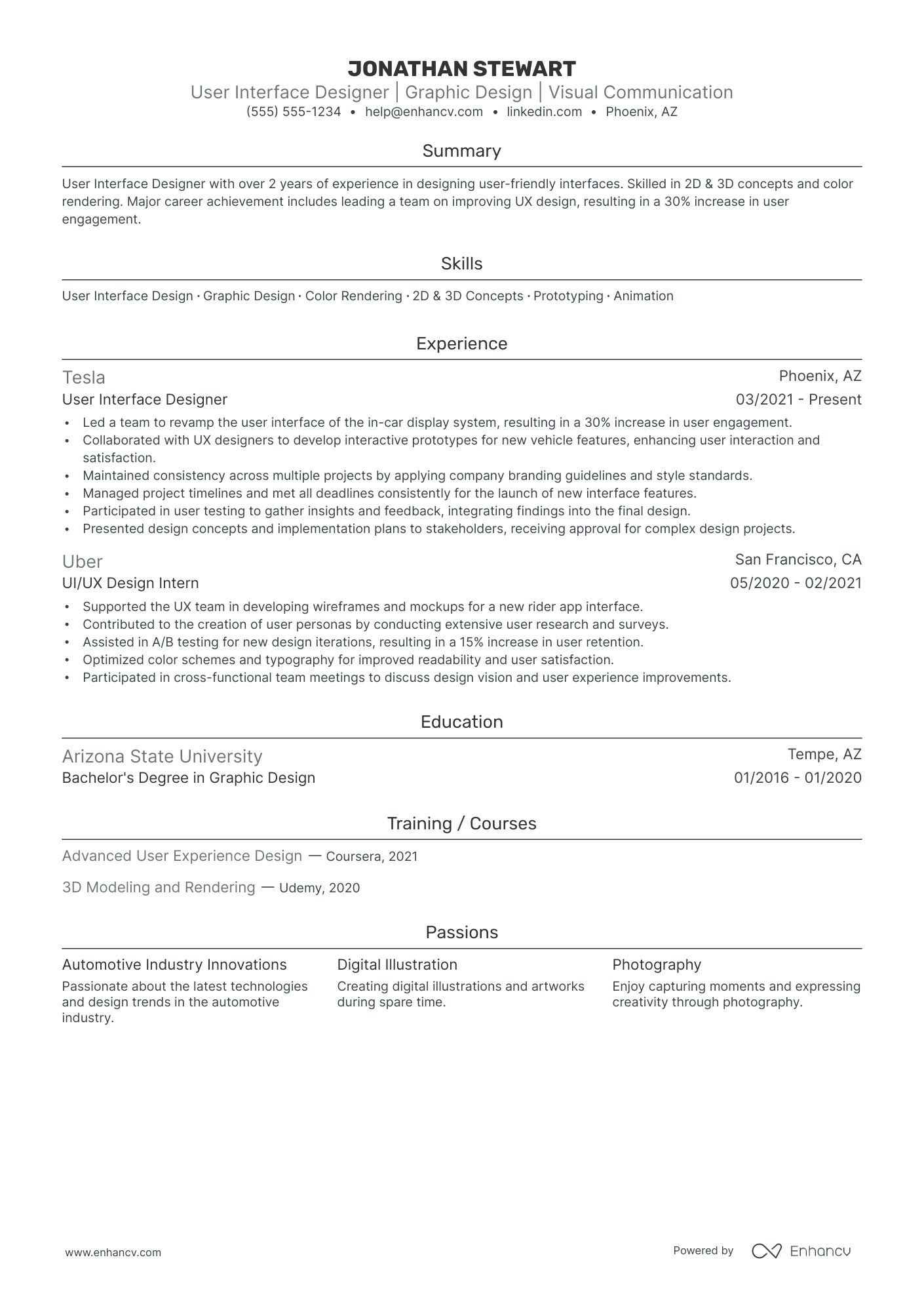 Senior UI Designer resume example