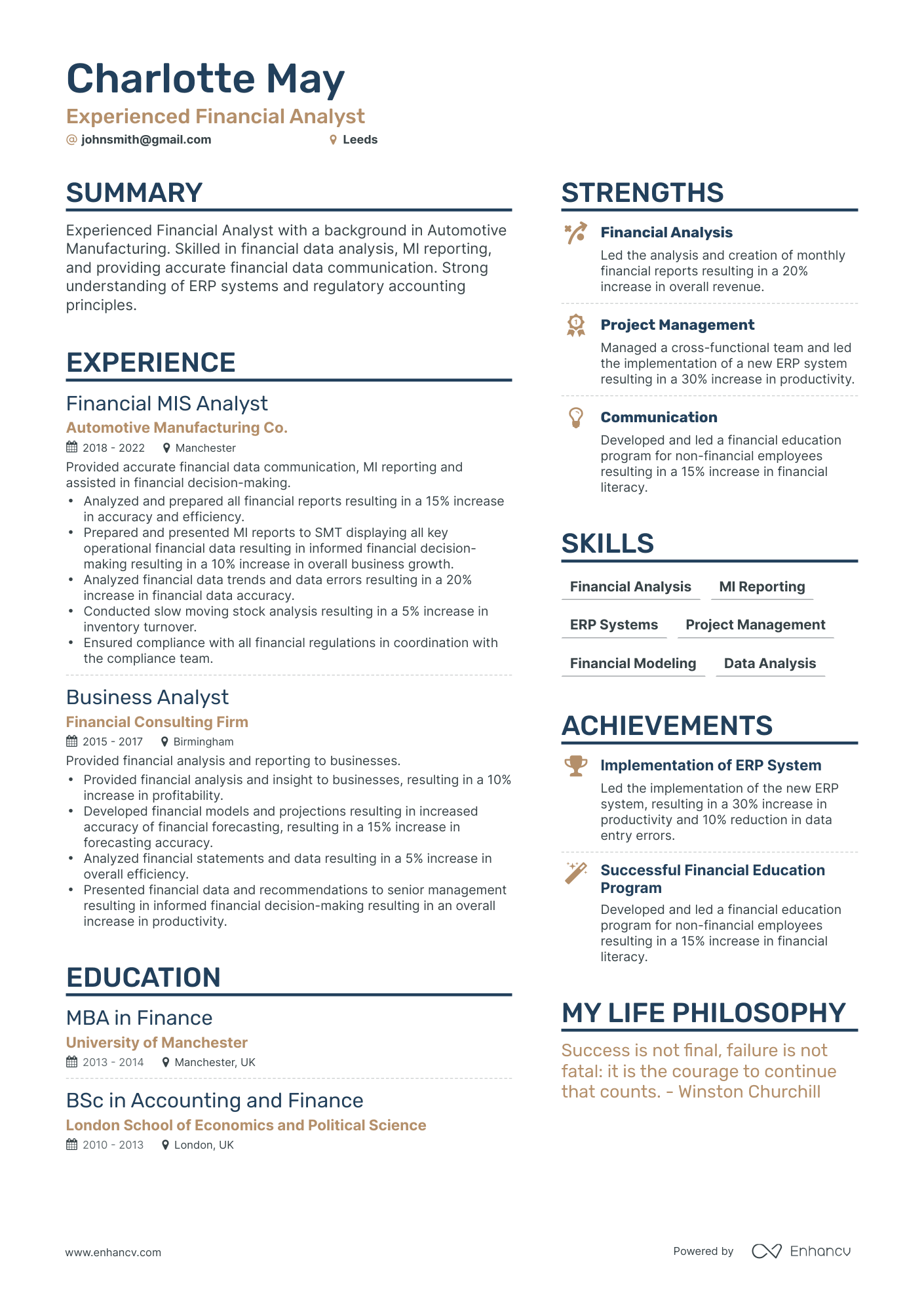 3 Financial Analyst CV Examples For 2023   Image 