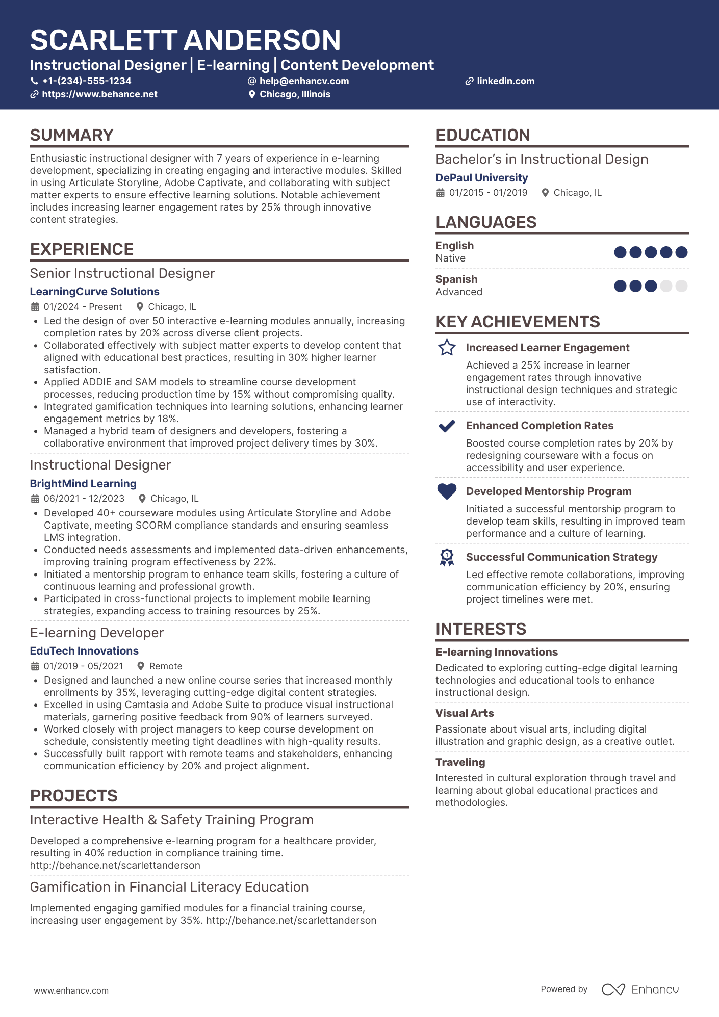 Instructional Designer resume example