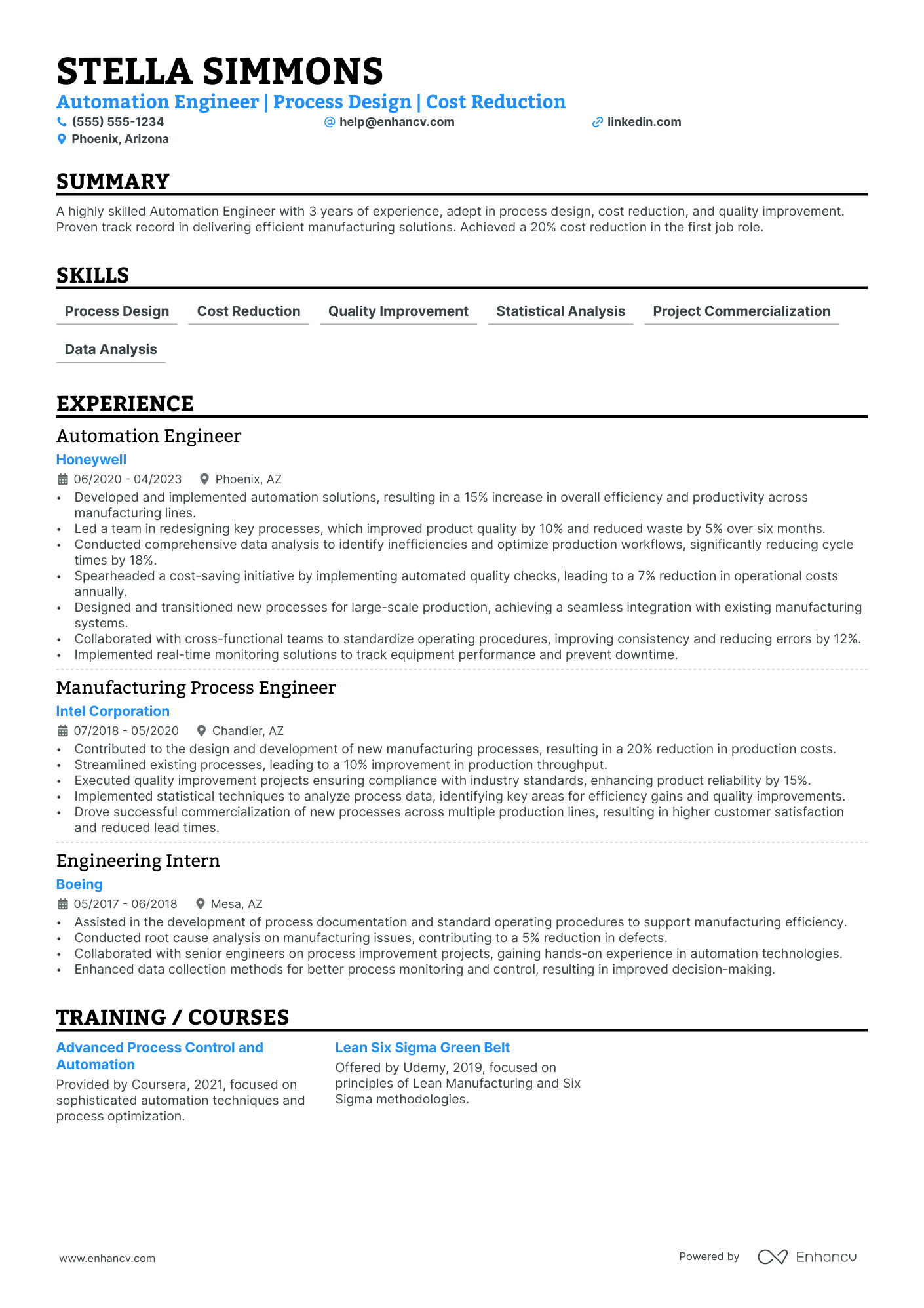 Automation Engineer resume example