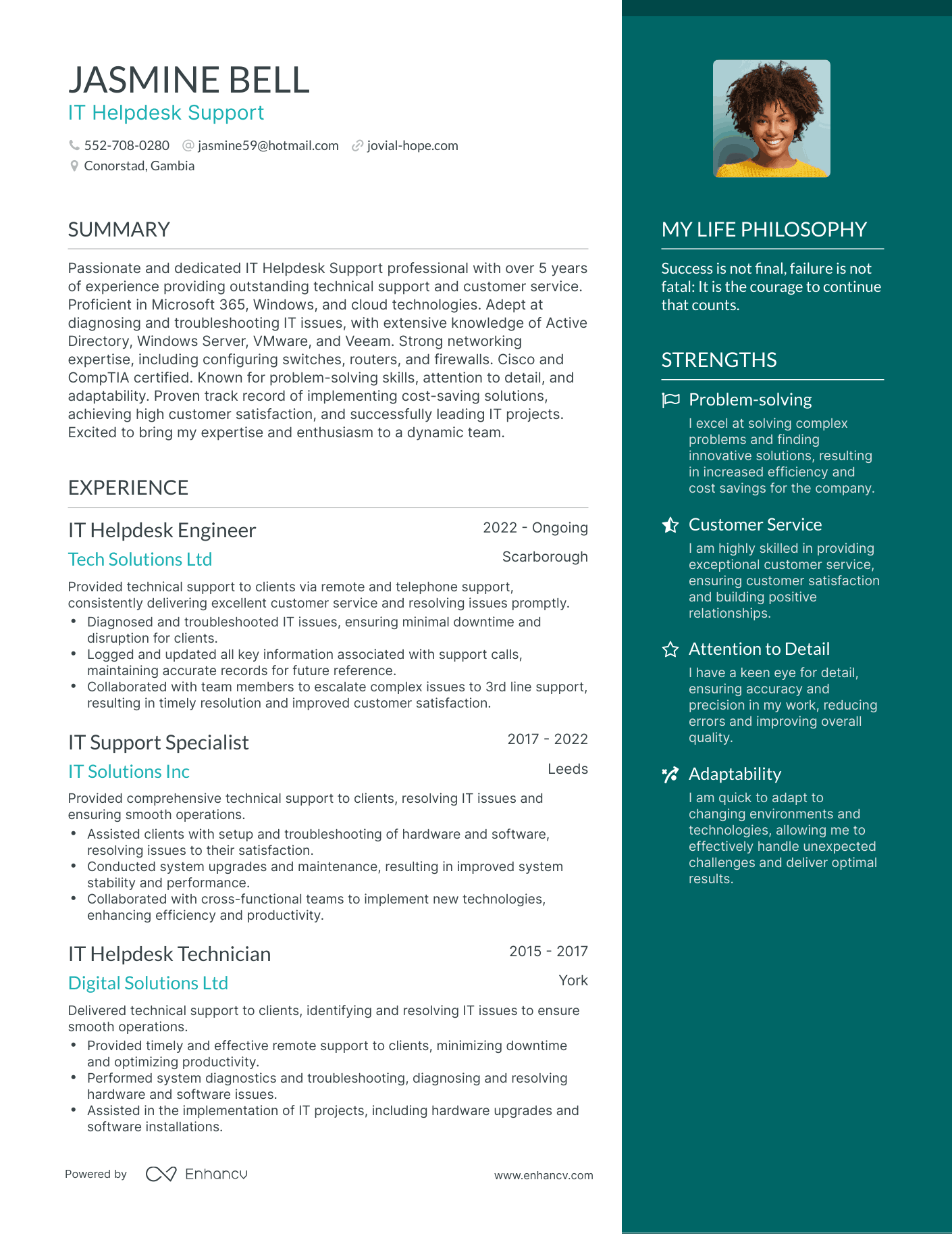 IT Helpdesk Support resume example