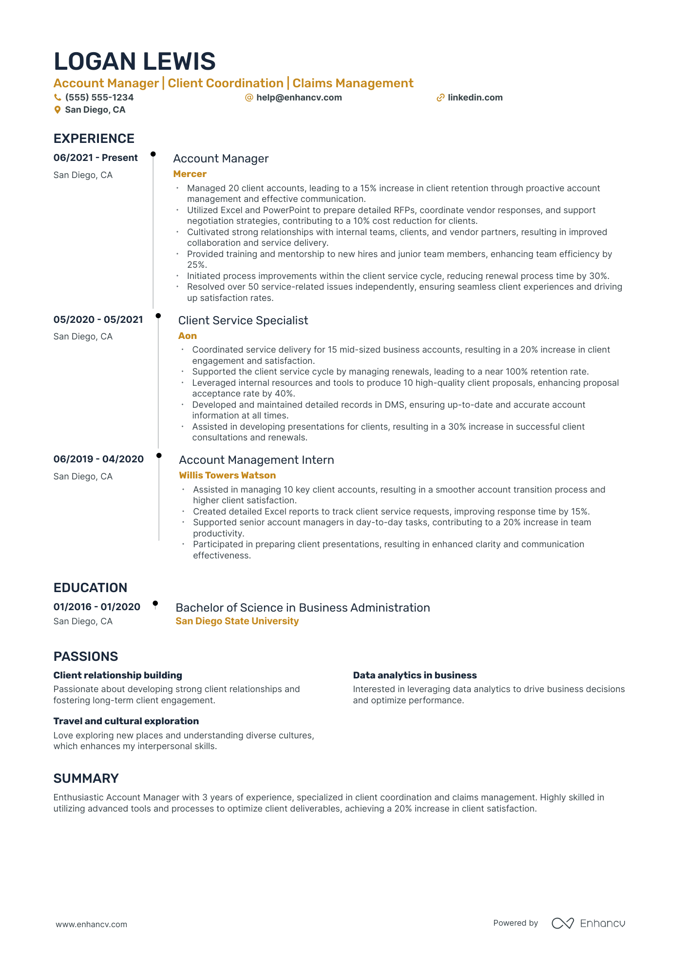 Small Business Manager resume example