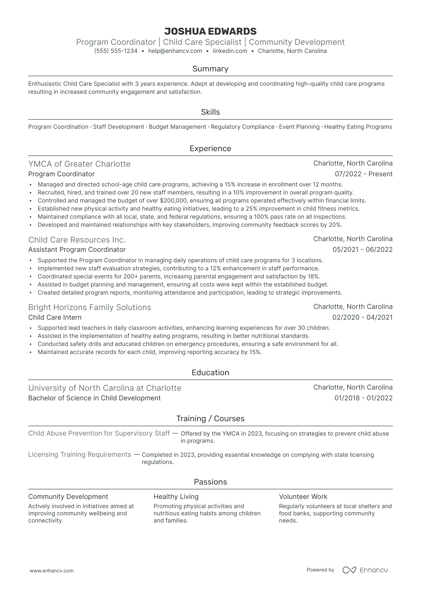 Childcare Manager resume example