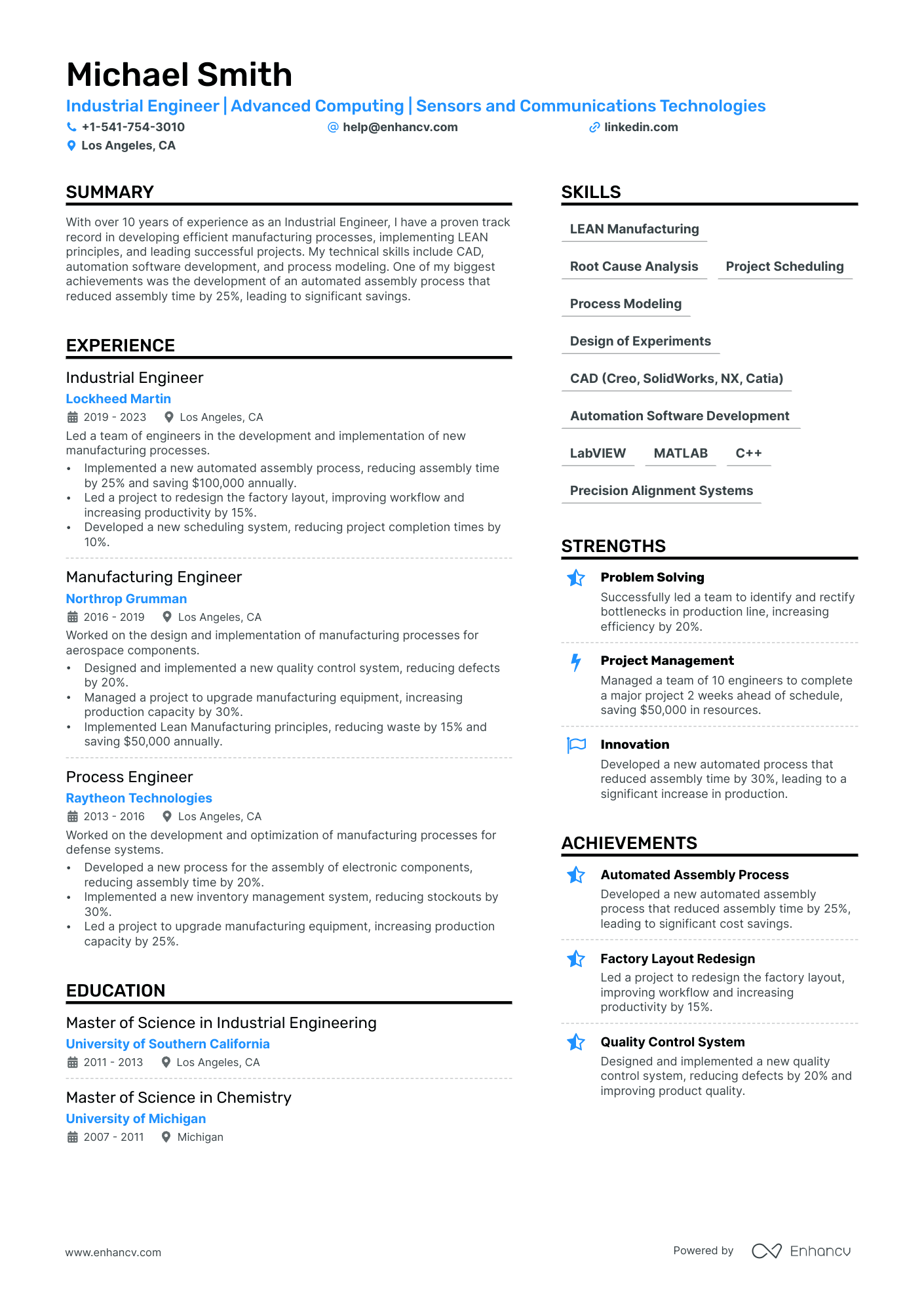 Engineering resume example