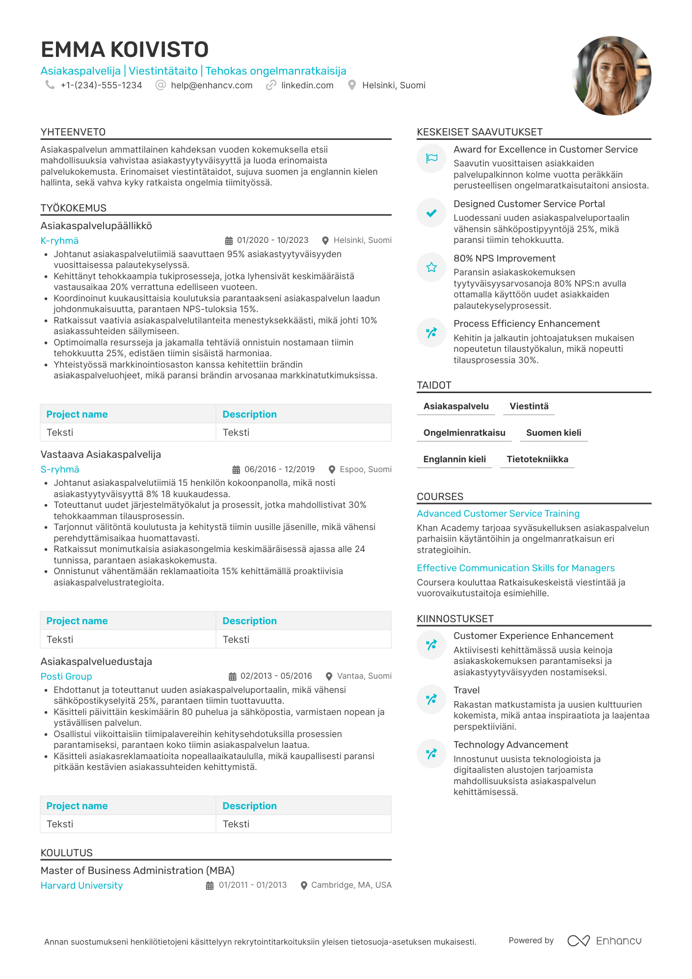 Asiakaspalvelija CV