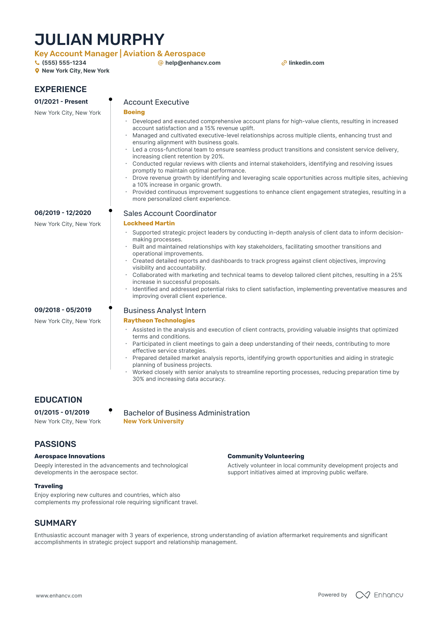 Key Account Manager resume example