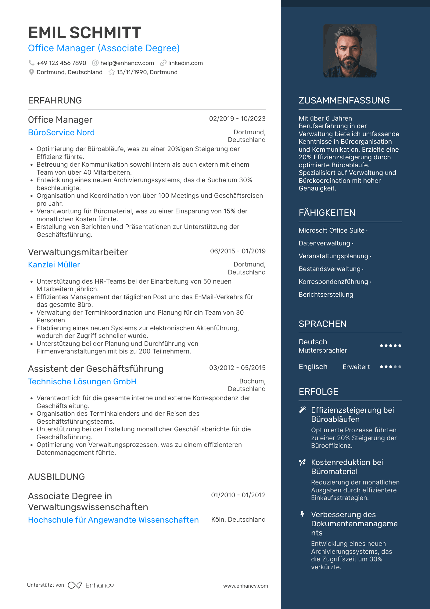 Verwaltungsassistent CV