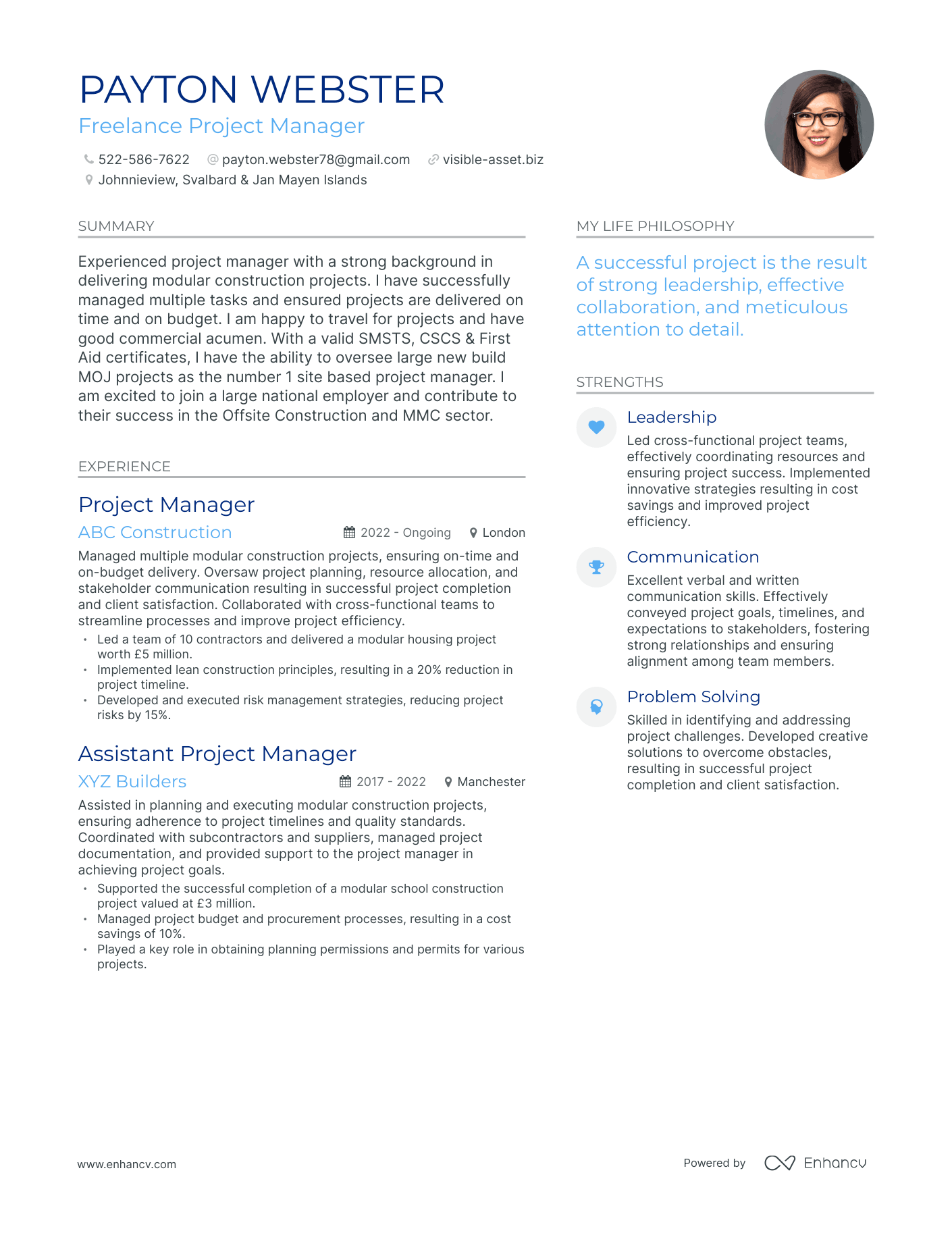 Freelance Project Manager resume example