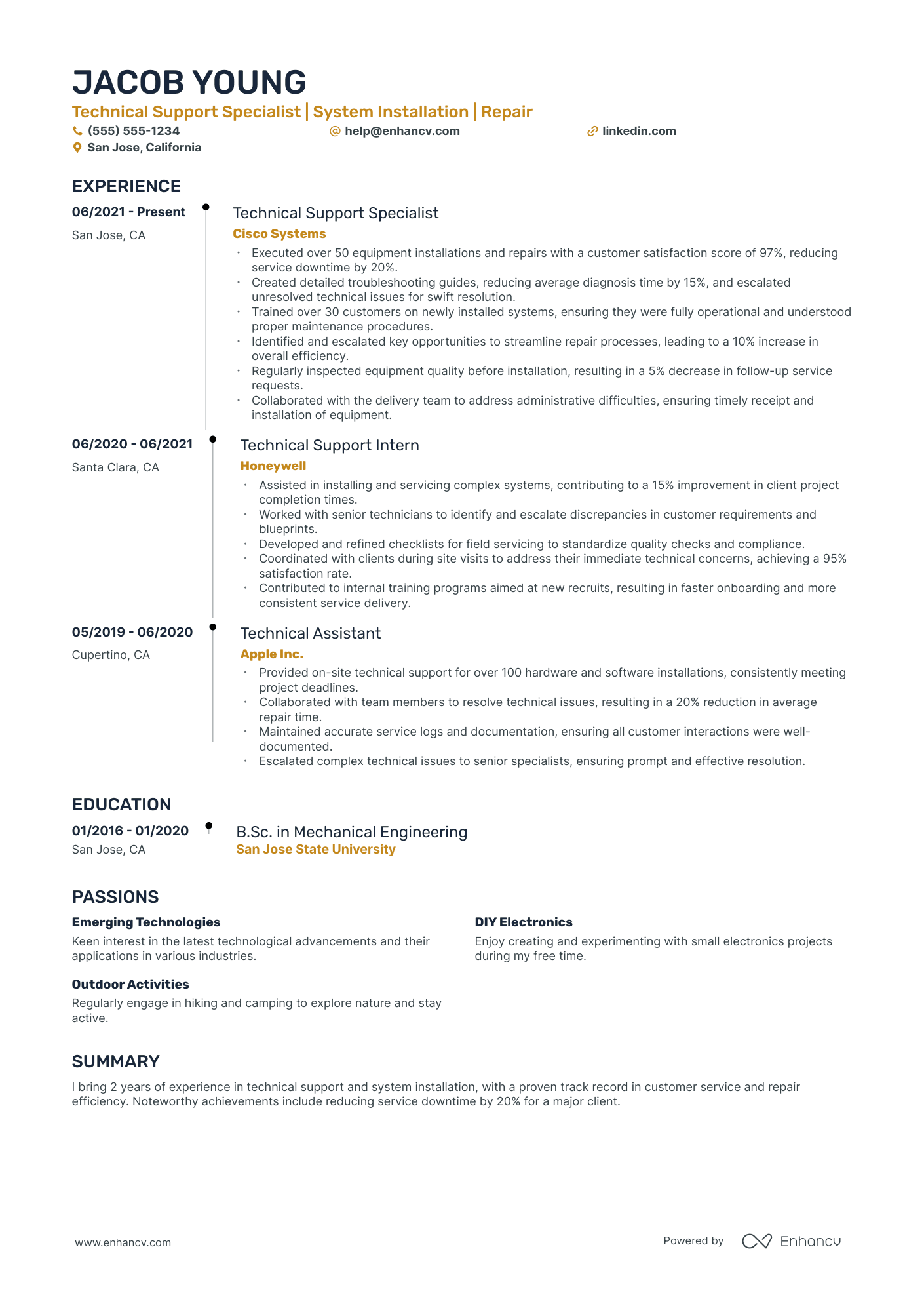 Field Service Technician resume example