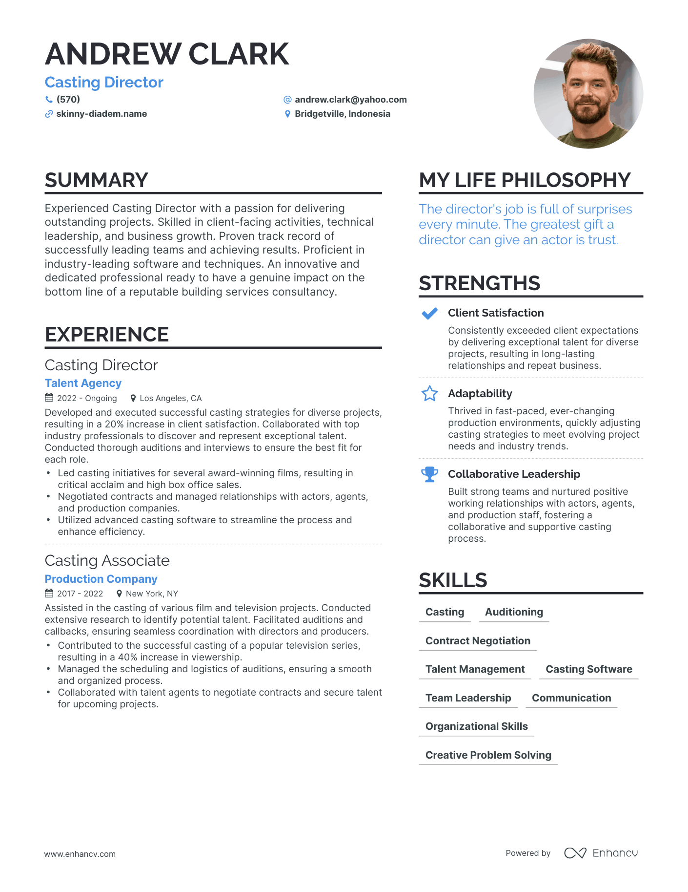 Casting Director resume example