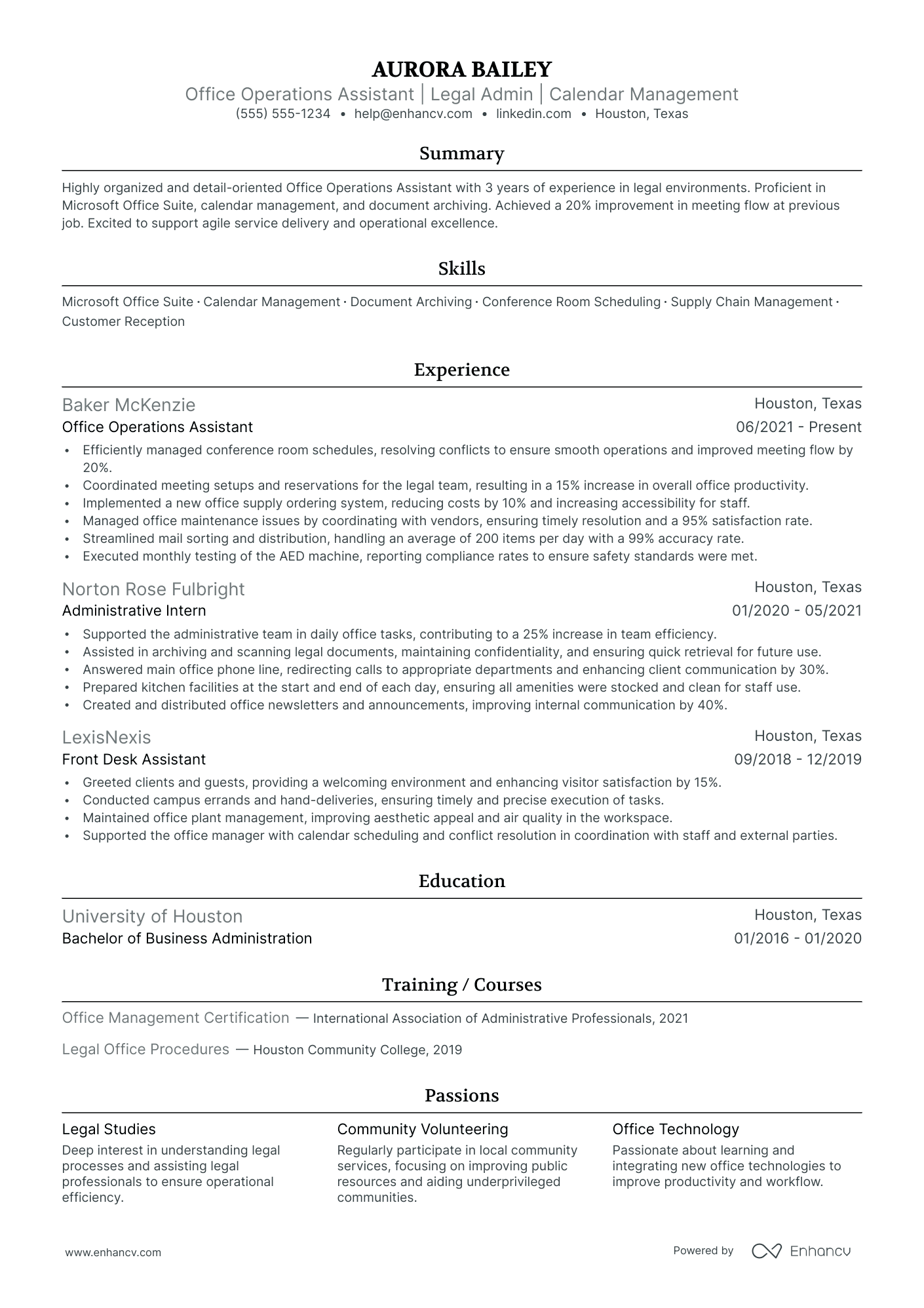 Back Office Operations Assistant resume example