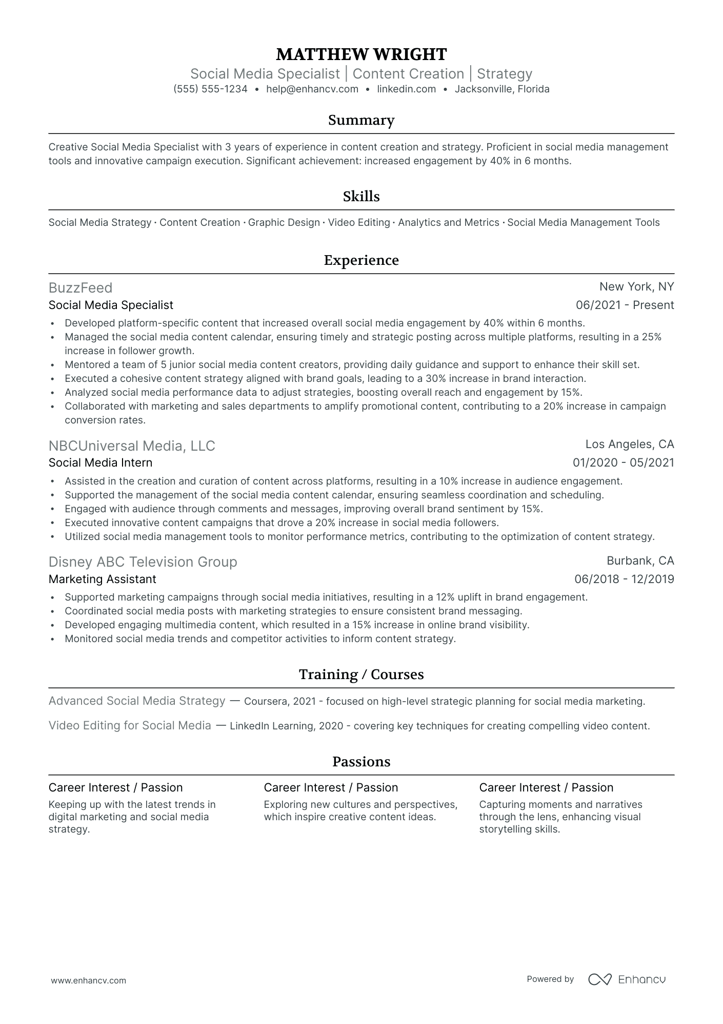 Senior Media Producer resume example