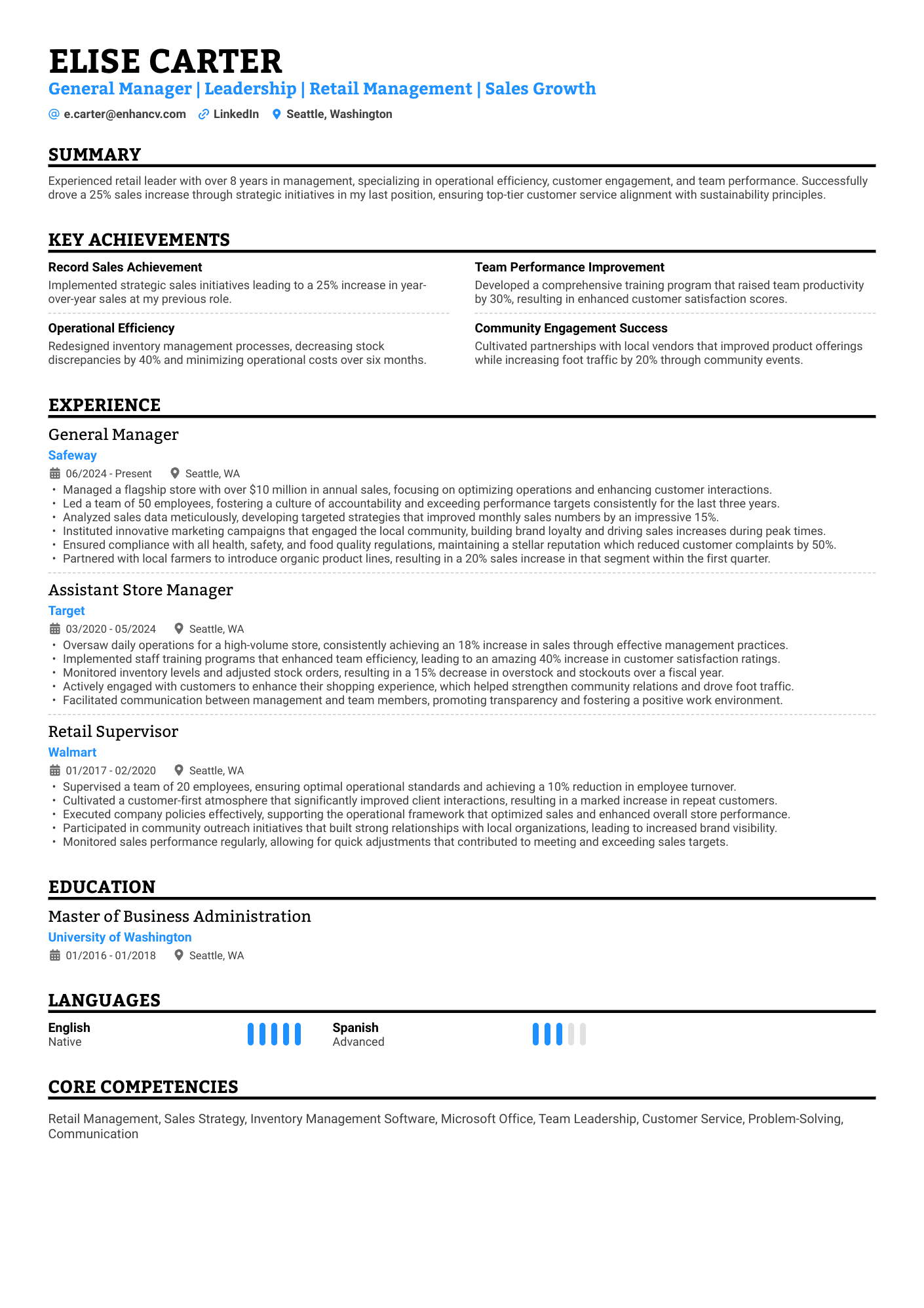 A single column dental assistant resume template perfect for all industries. Green accent color.  