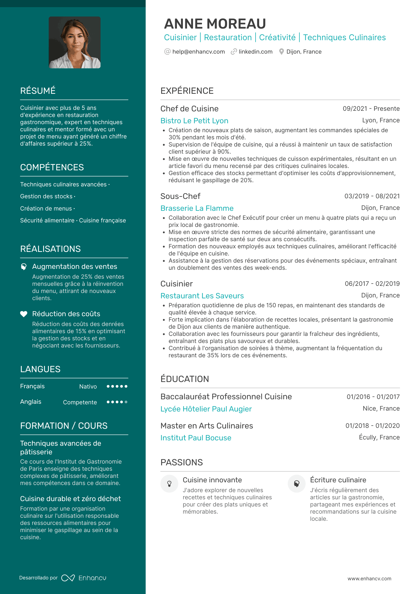 cuisinier CV
