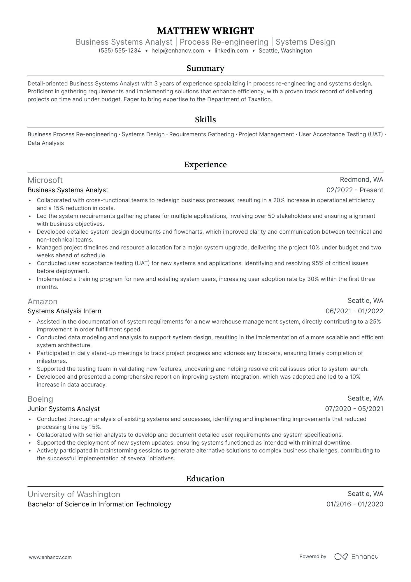 Front End Developer Analyst resume example