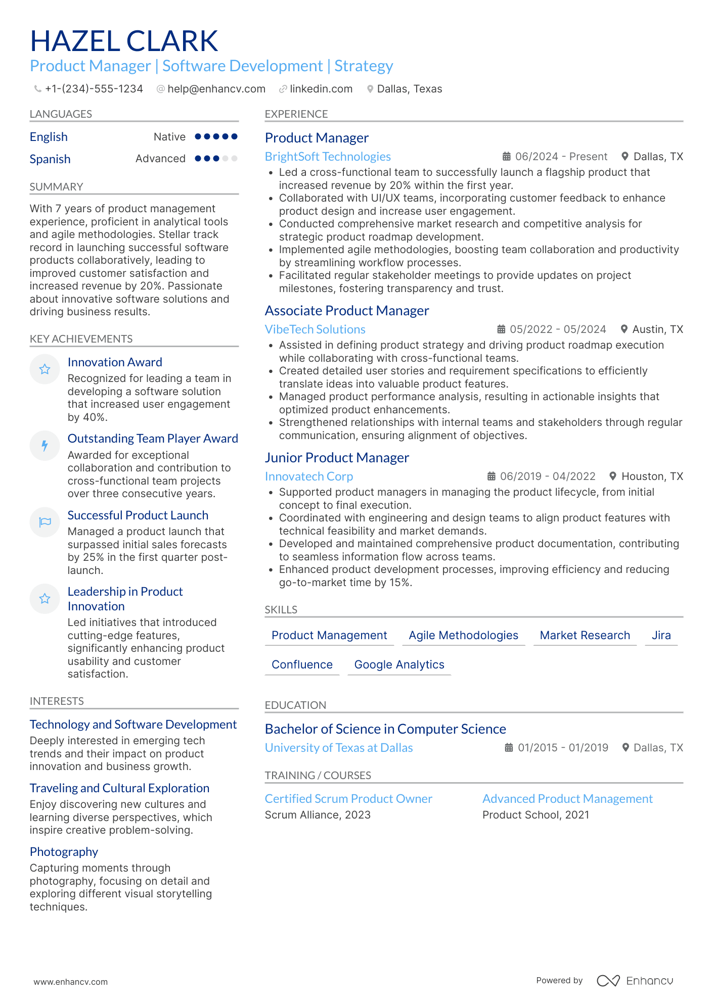 Associate Product Manager resume example