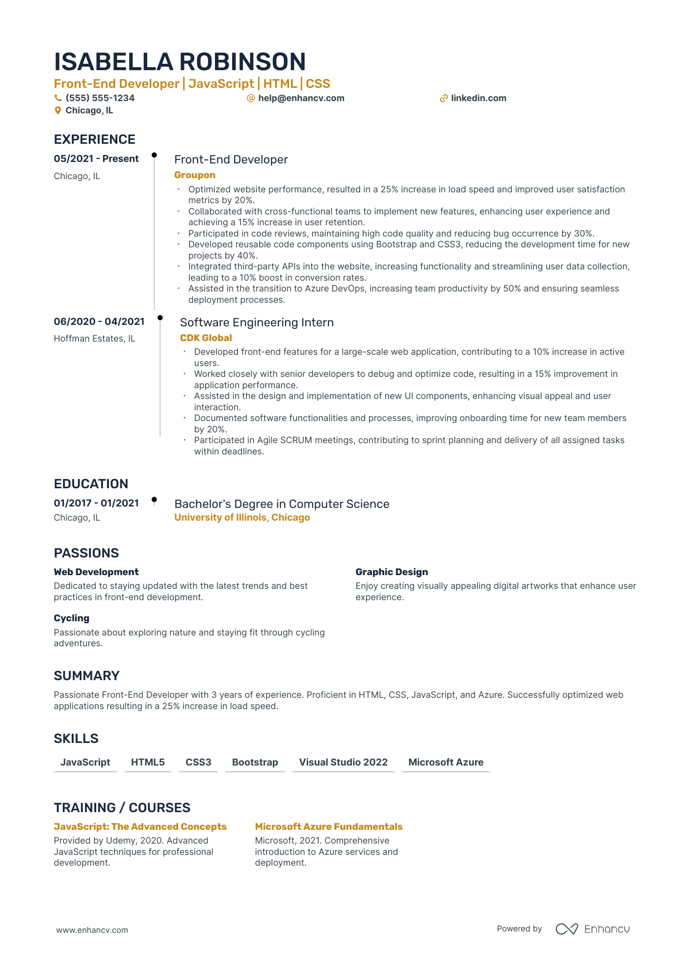 Associate Front End Developer resume example