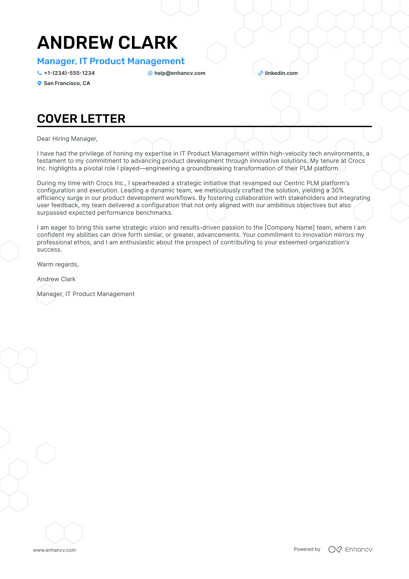 IT Product Manager cover letter