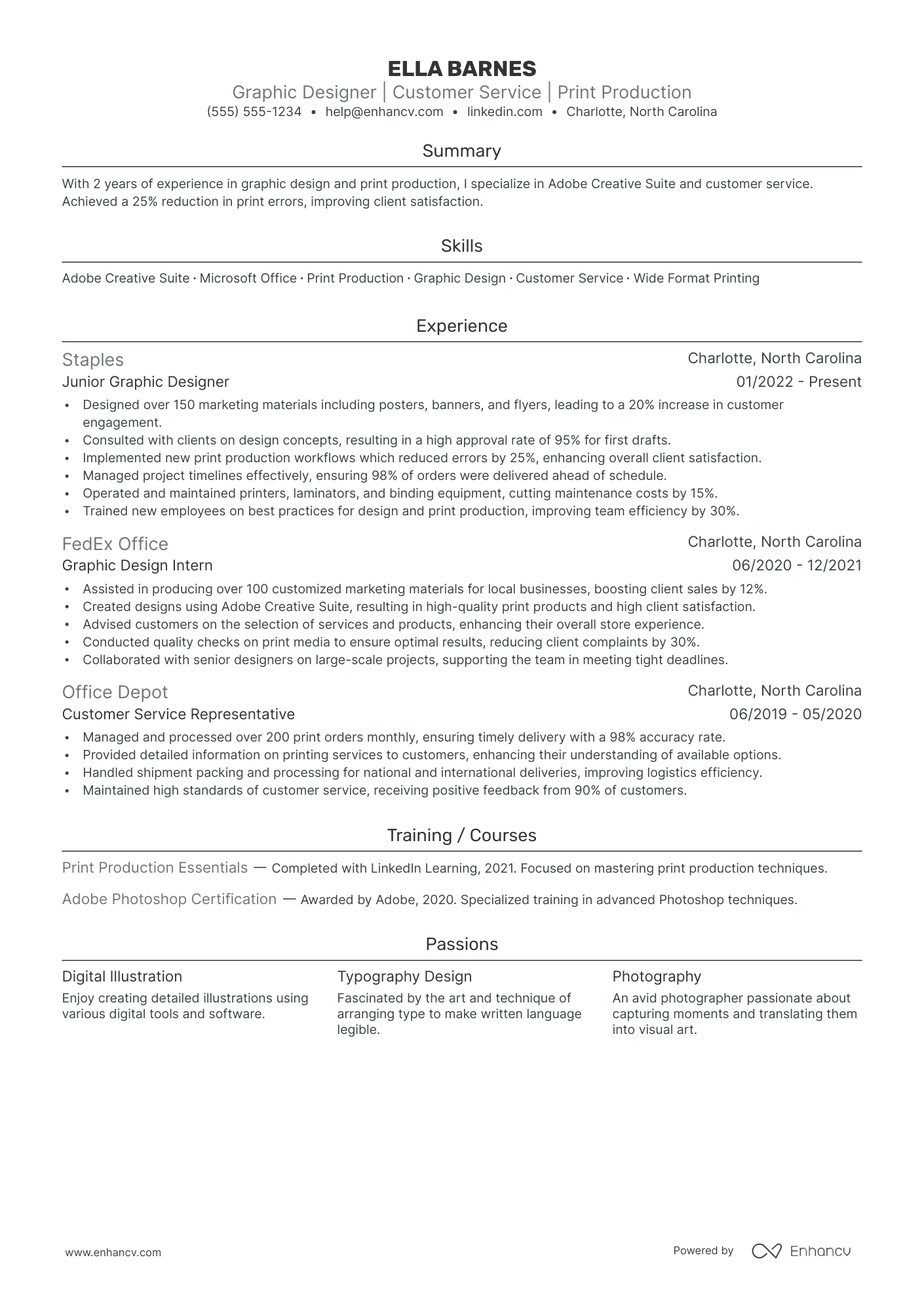 Print Graphic Designer resume example