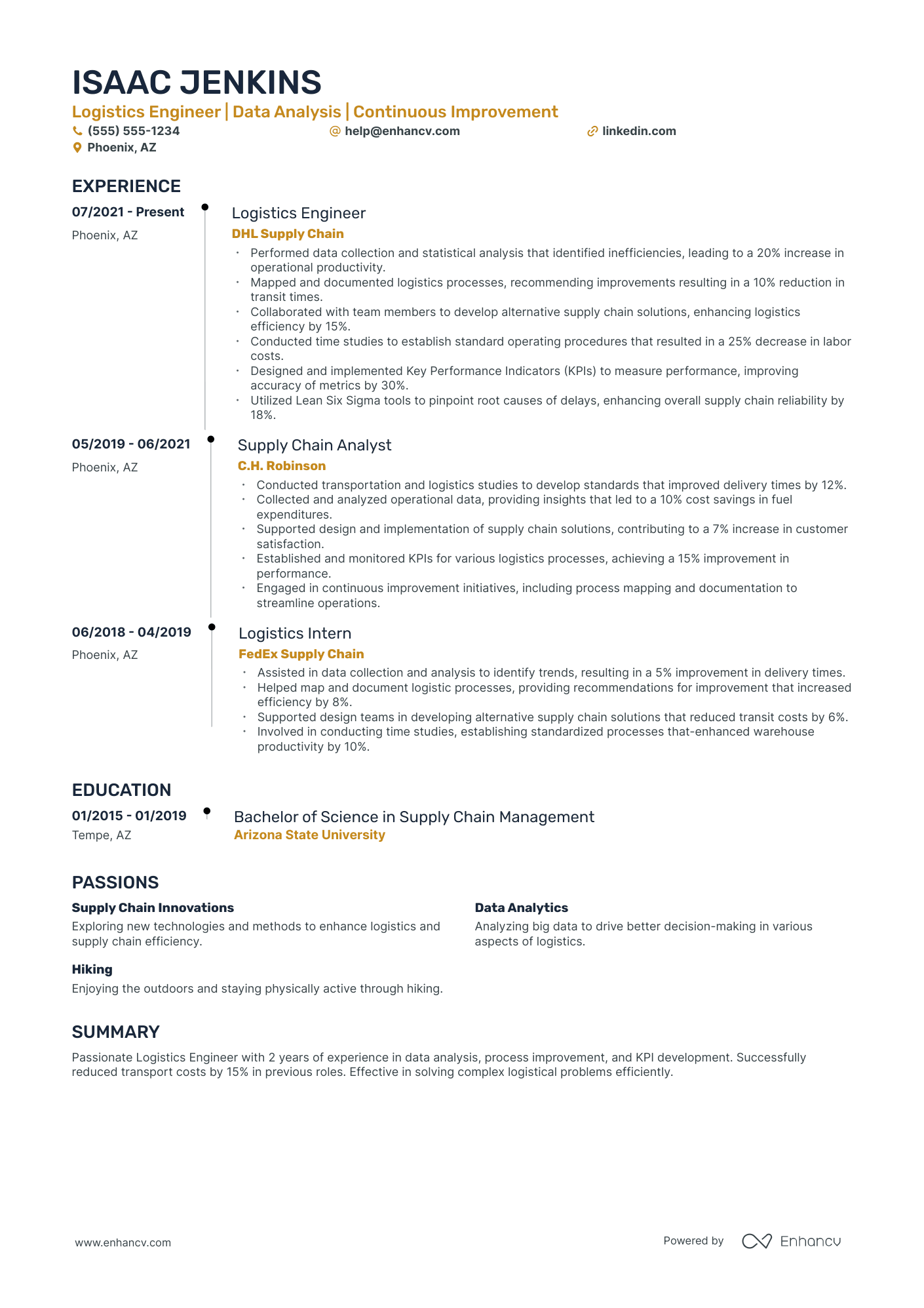 Logistics Engineer Resume Example Resume Example