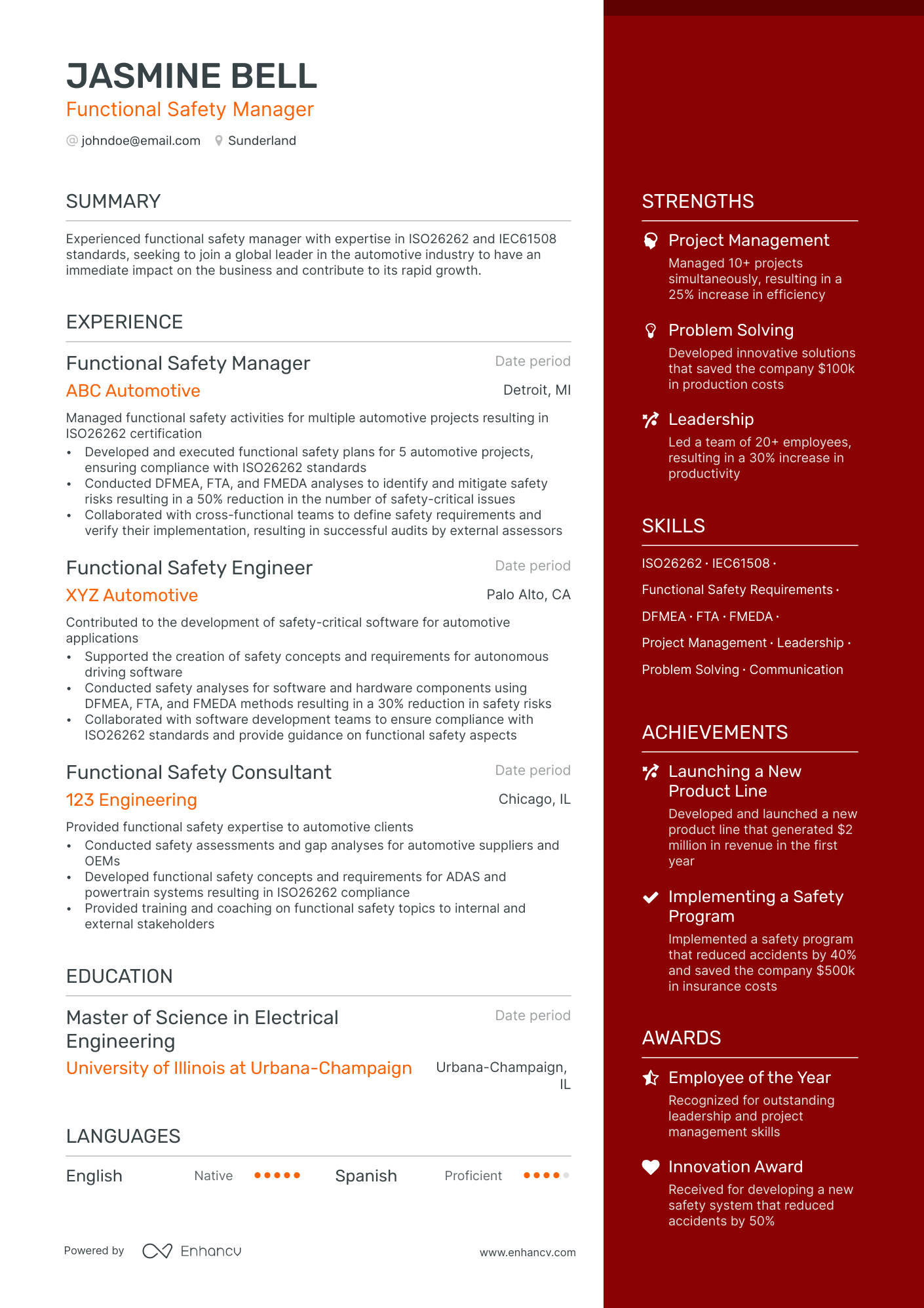 Functional Manager resume example
