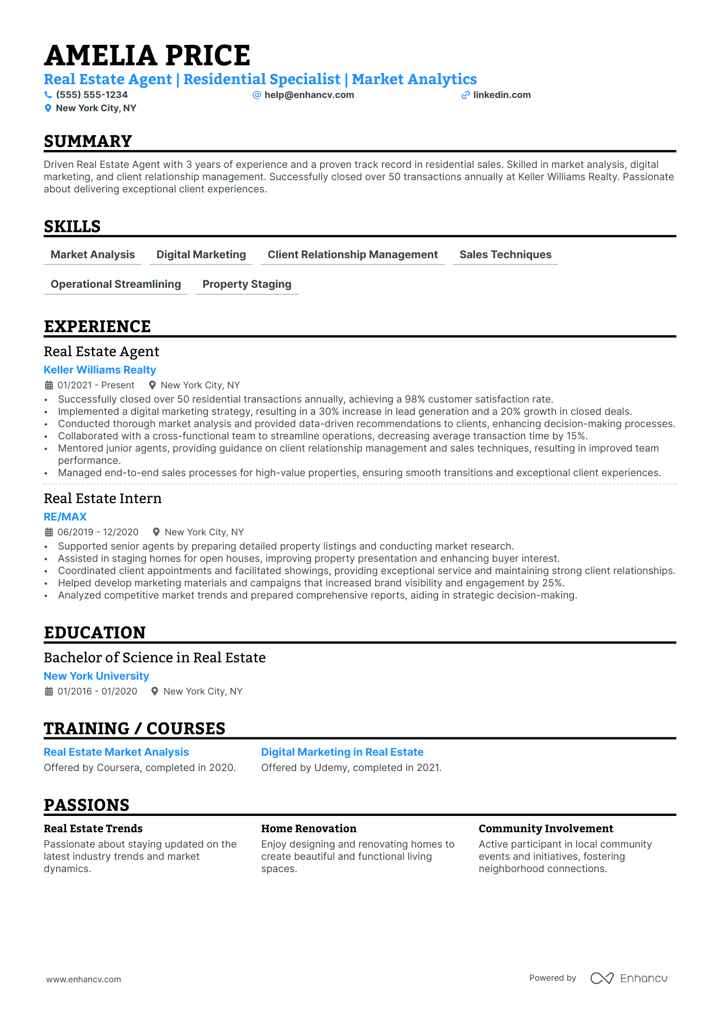 Certified Realtor Specialist resume example