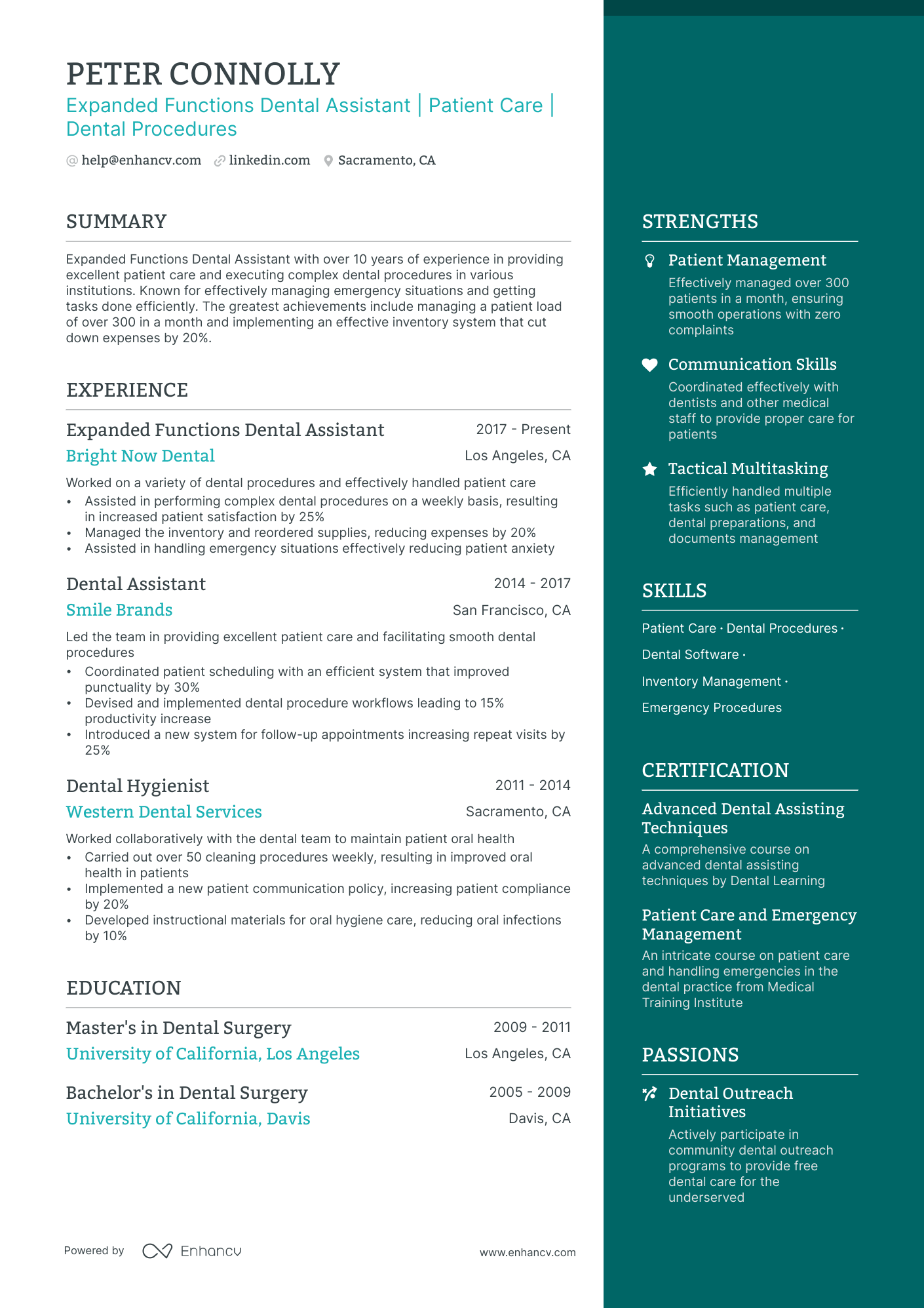 Expanded Functions Dental Assistant resume example