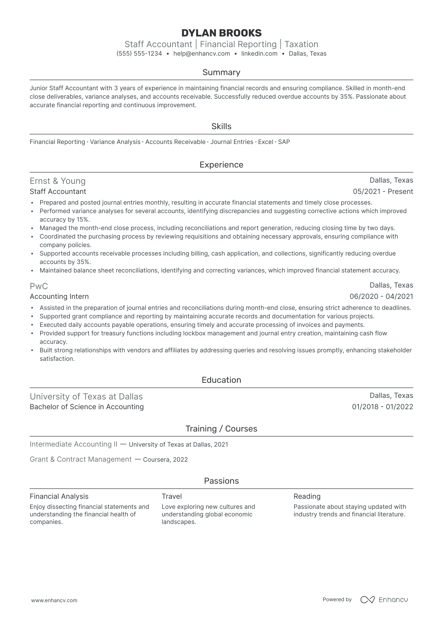 Chartered Accountant resume example