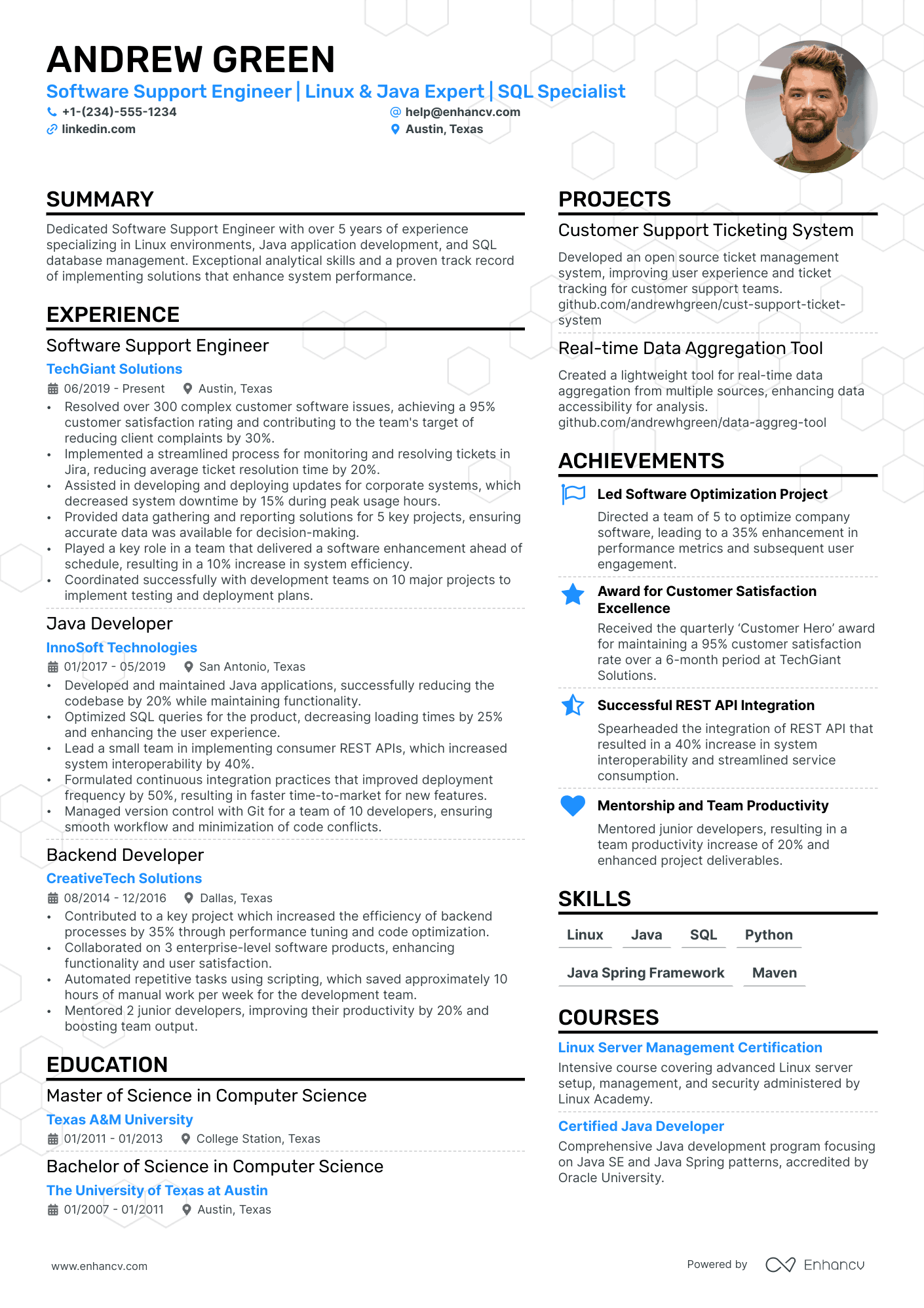 Software Support Engineer resume example