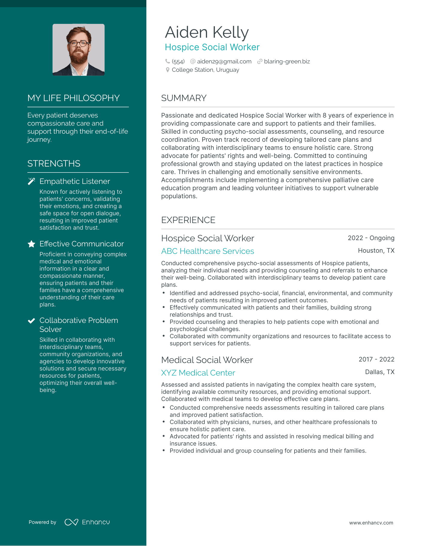 Creative Hospice Social Worker Resume Example