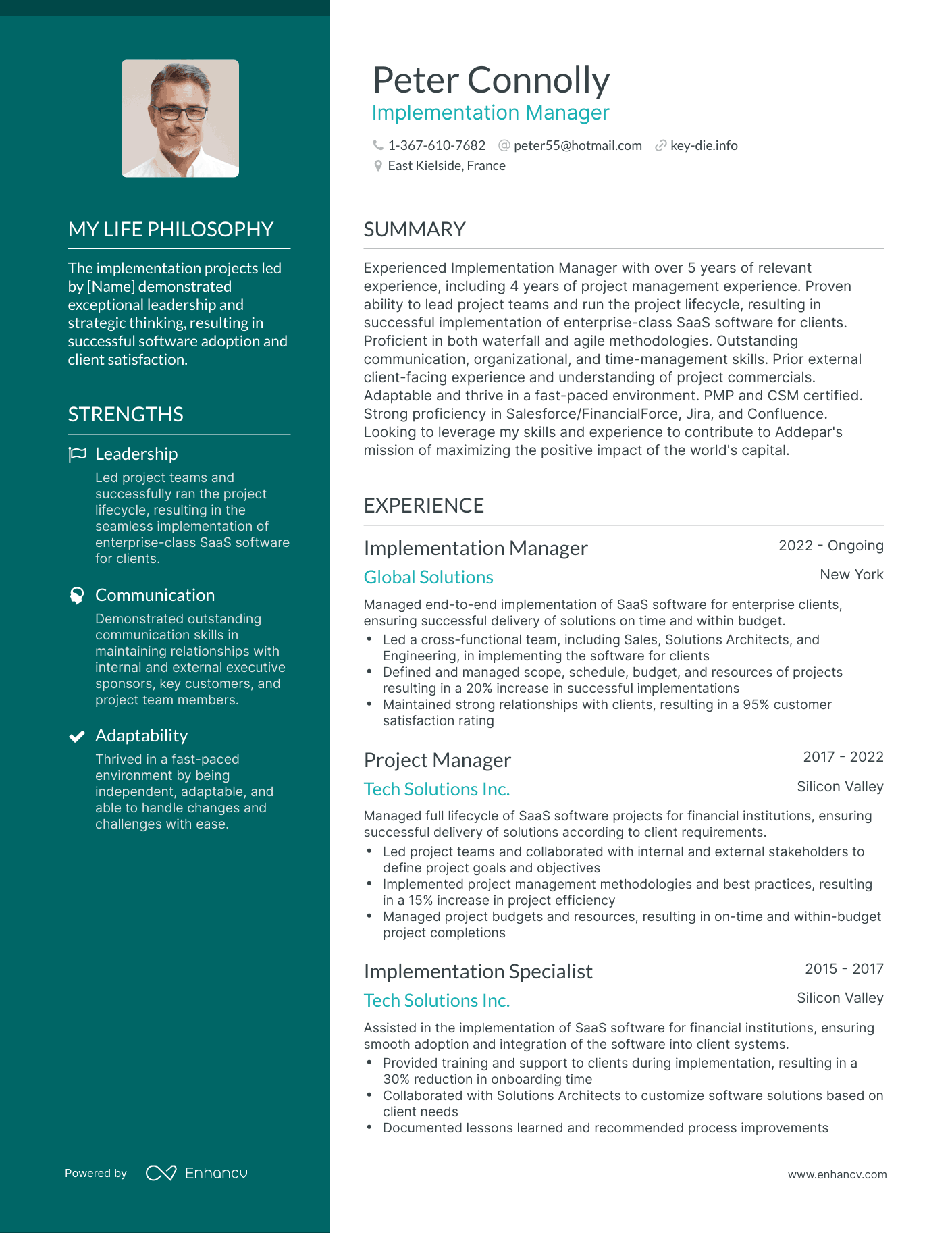 Creative Implementation Manager Resume Example
