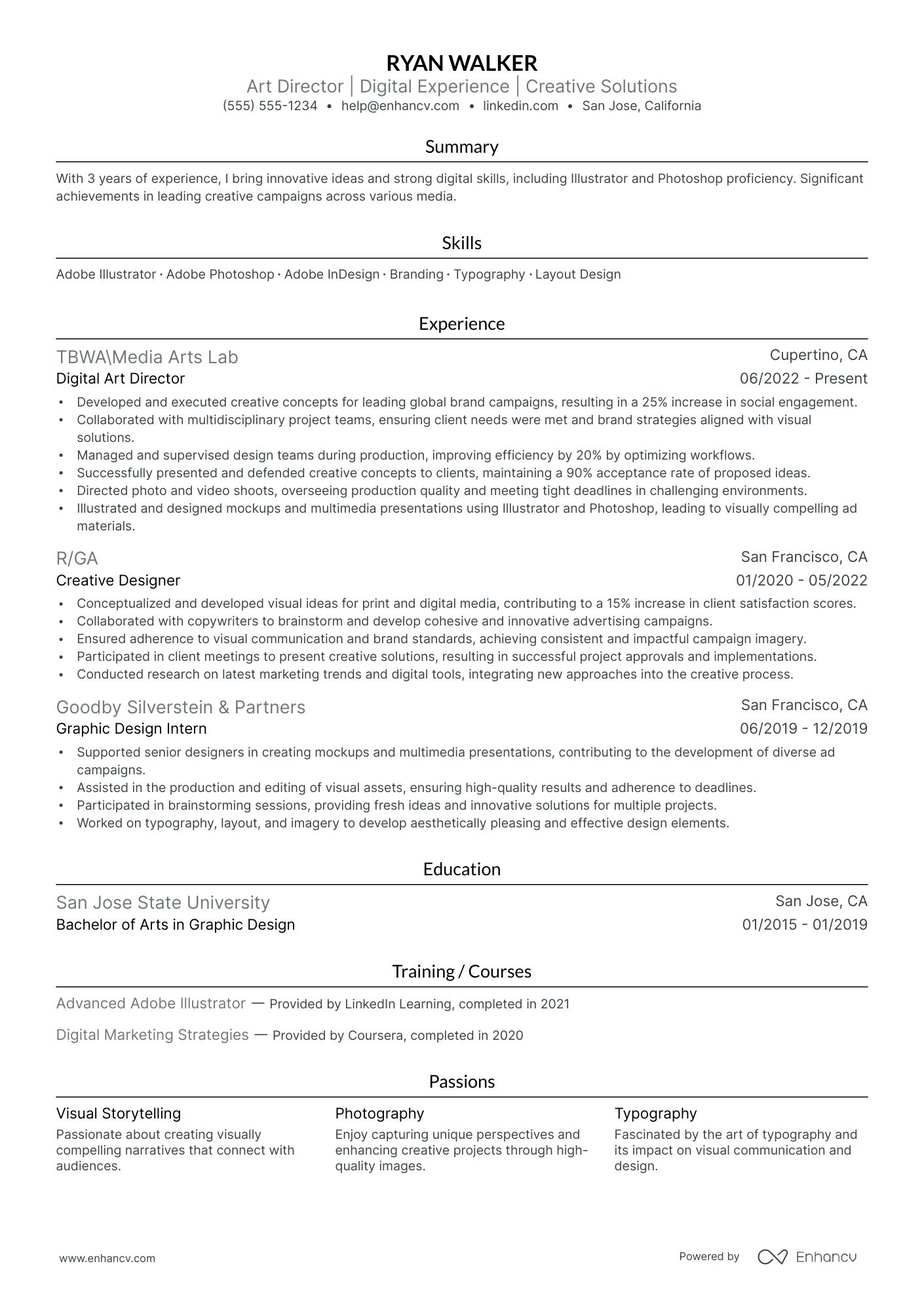 Television Art Director resume example