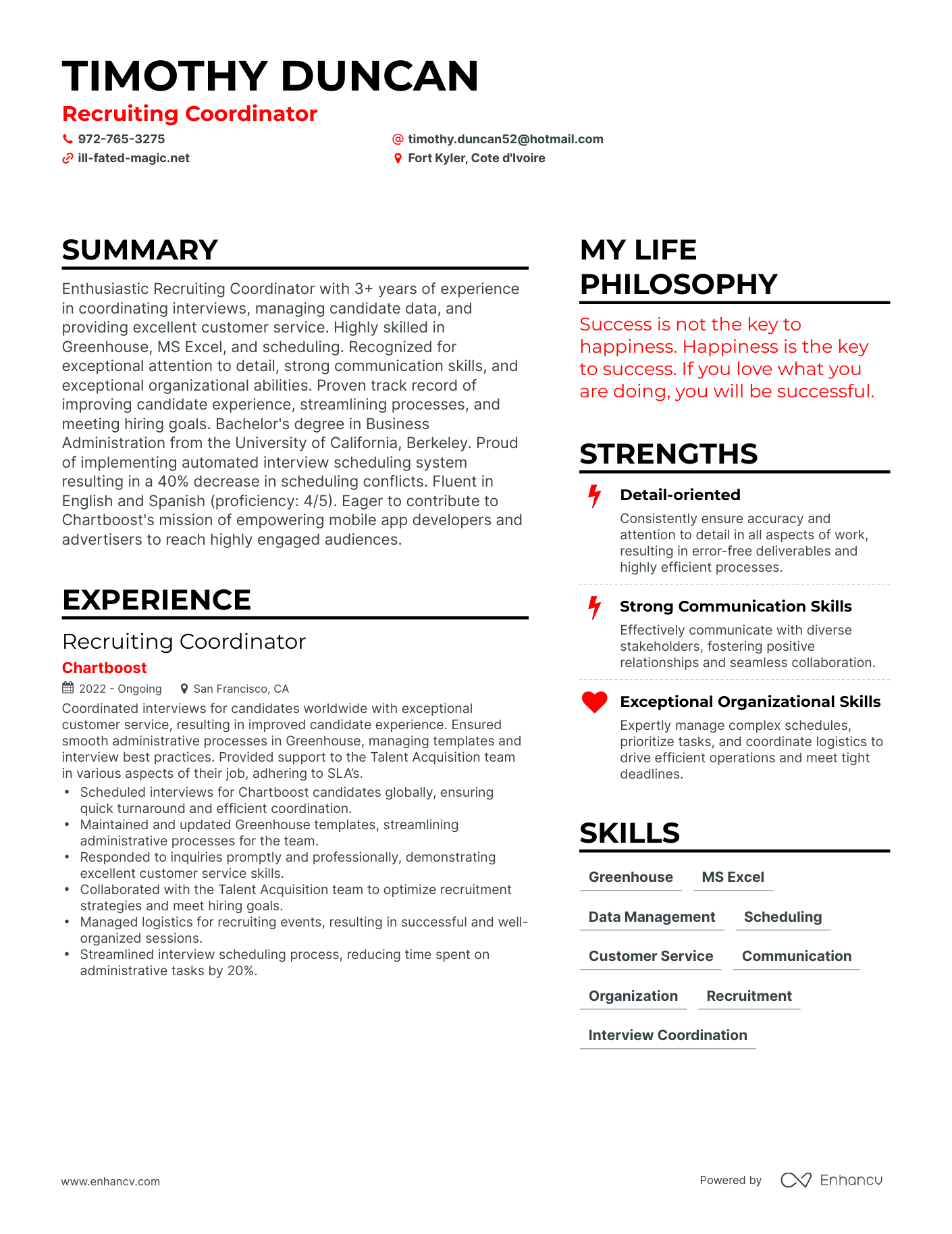 Recruiting Coordinator resume example